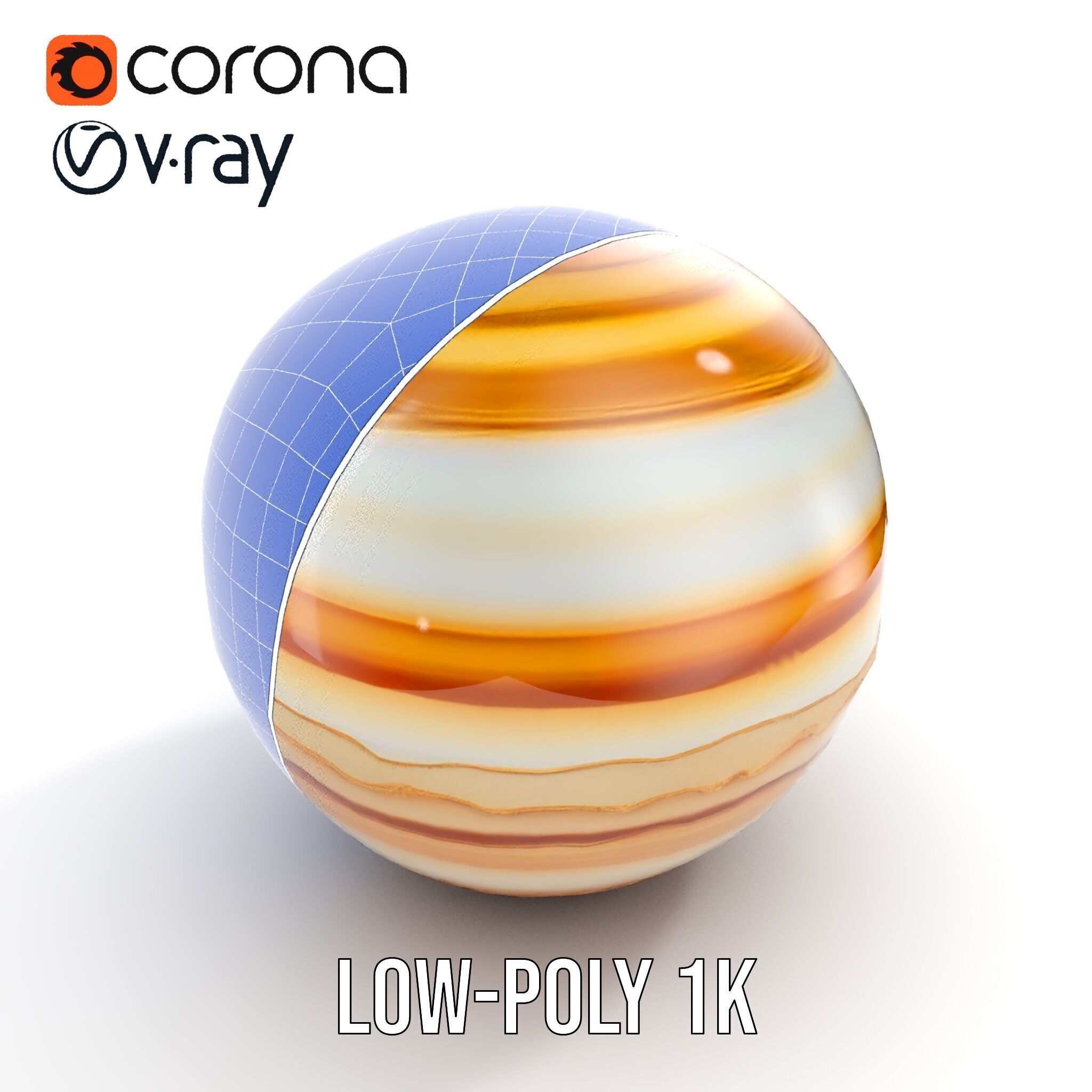 Planetary Model Pack with Textured Stripes Low-poly 3D model_26