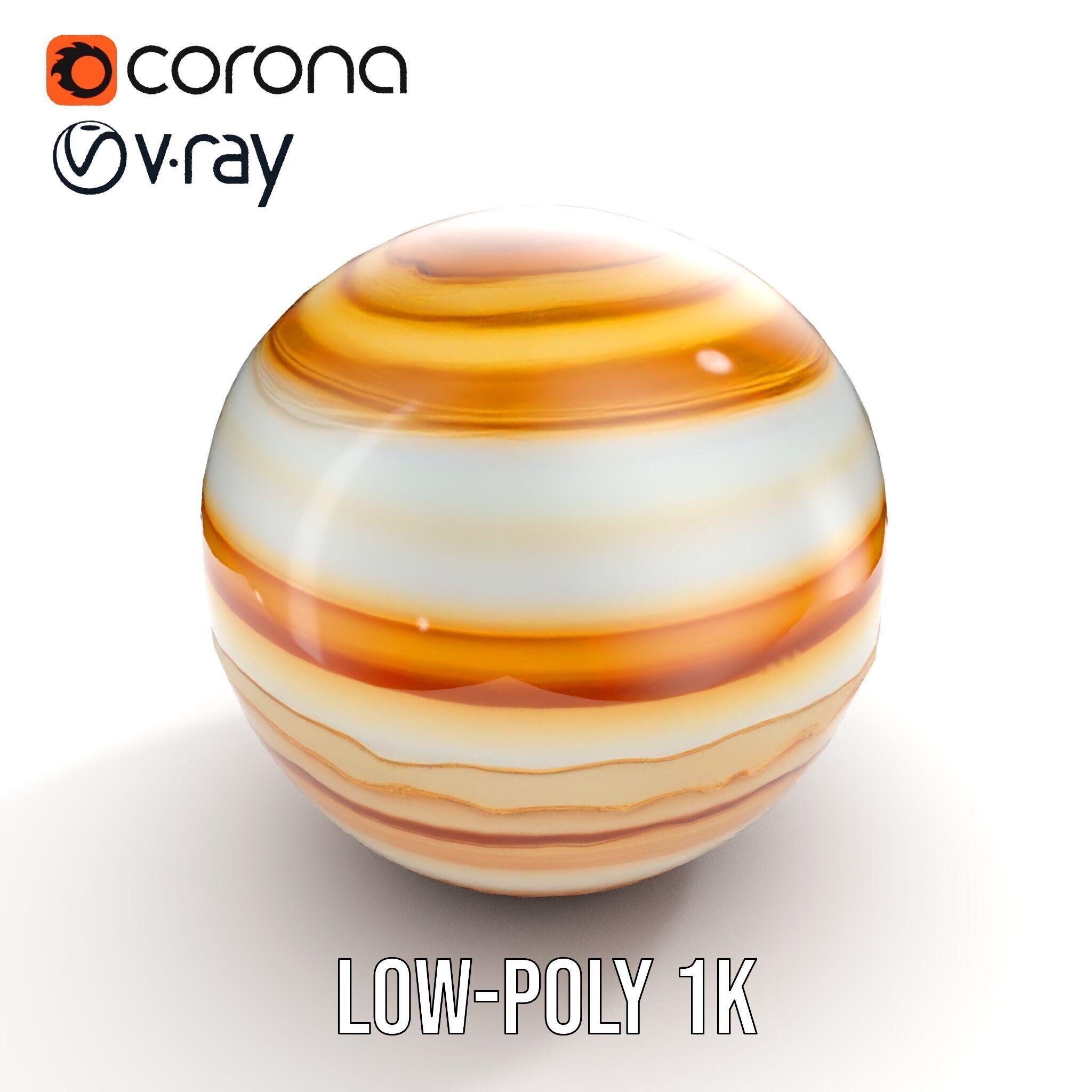 Planetary Model Pack with Textured Stripes Low-poly 3D model_18