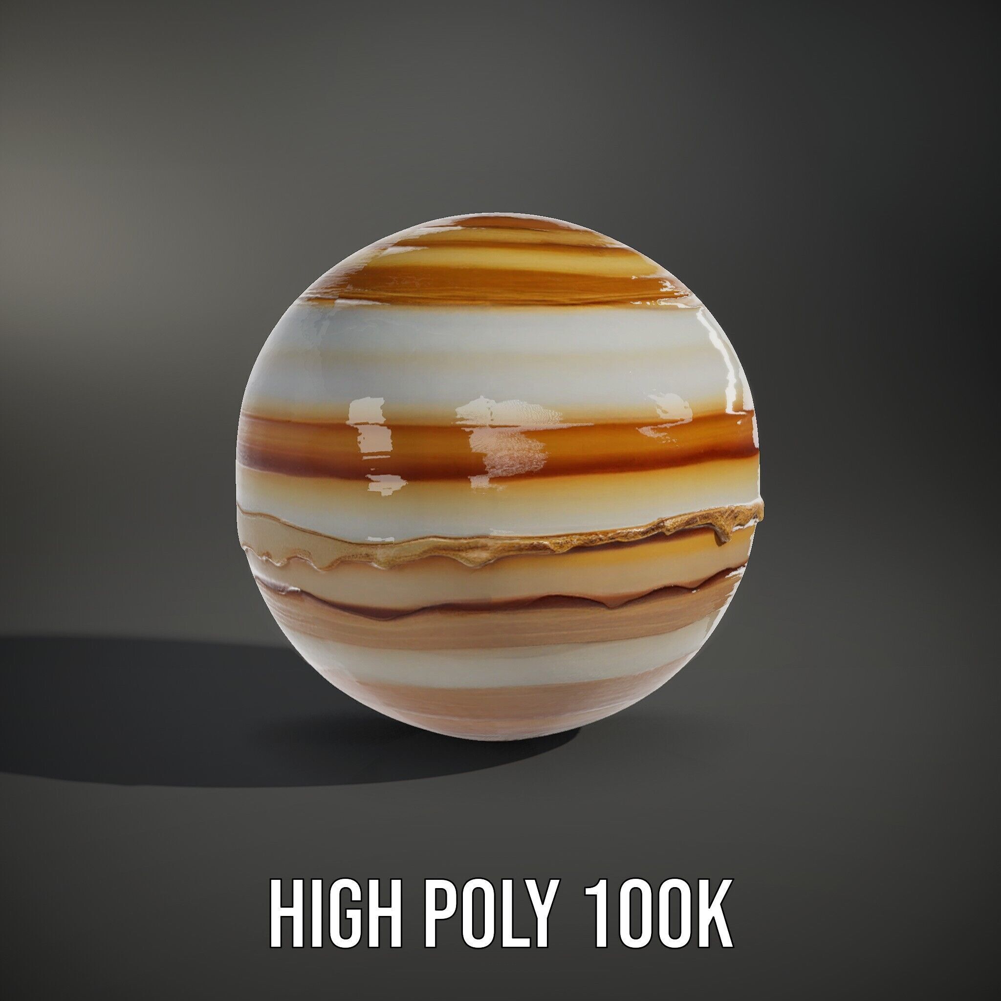Planetary Model Pack with Textured Stripes Low-poly 3D model_8