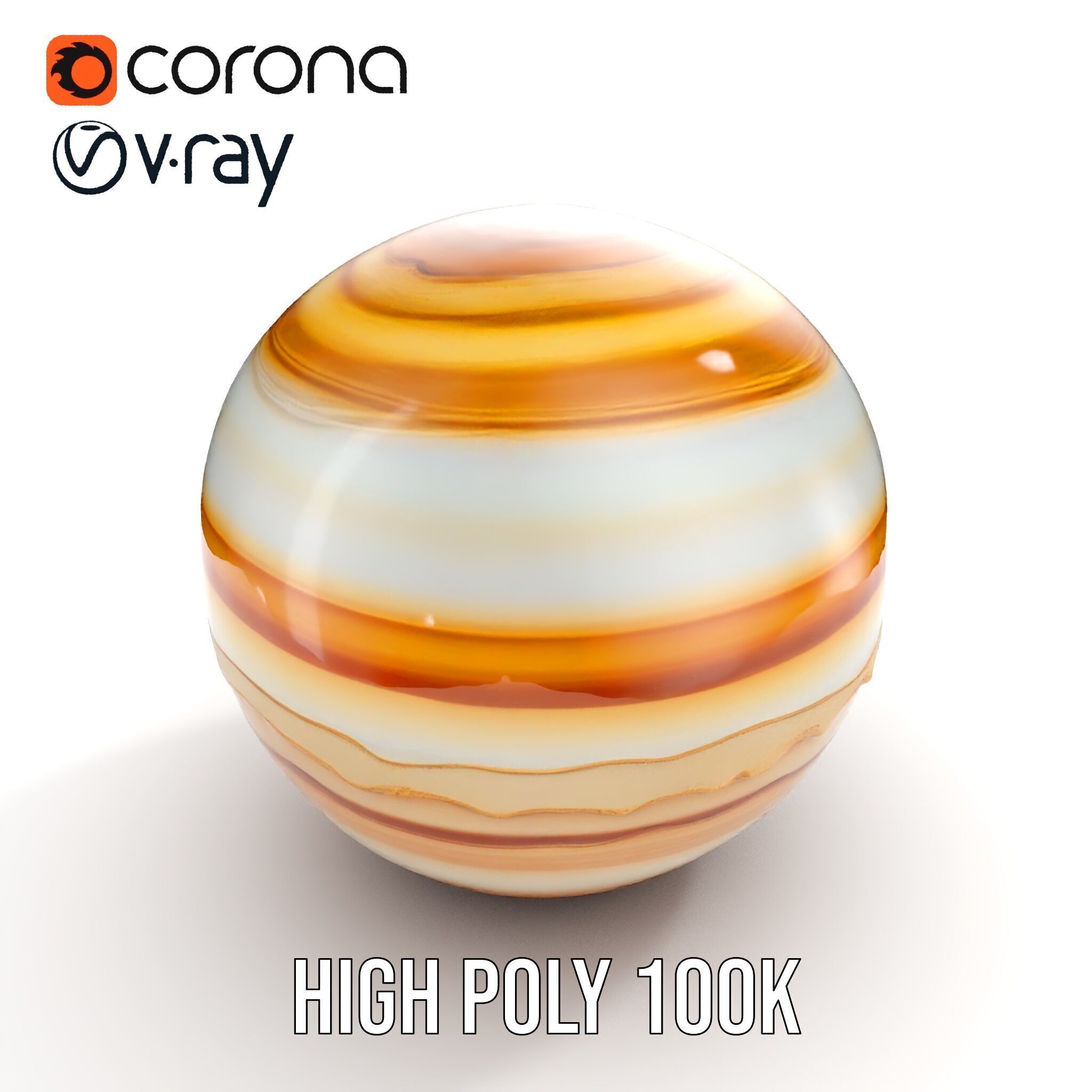 Planetary Model Pack with Textured Stripes Low-poly 3D model_24