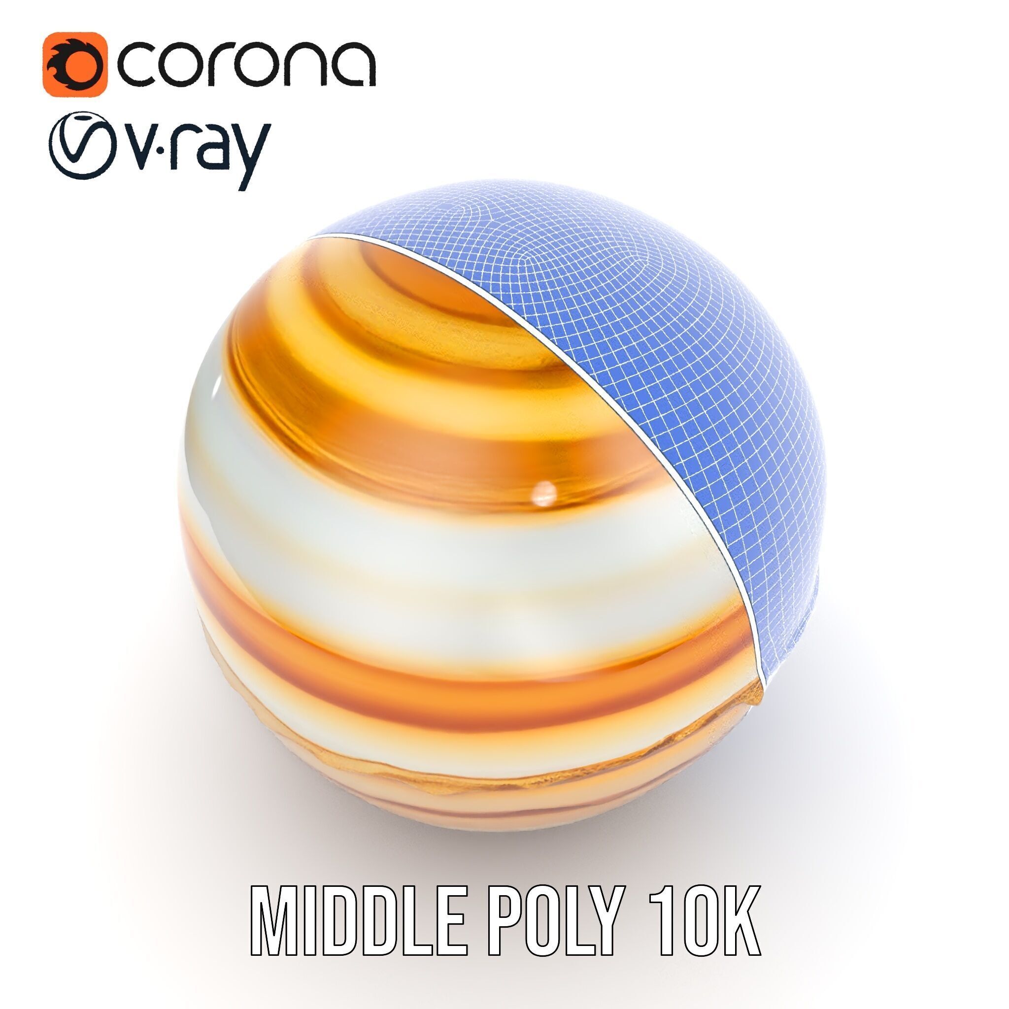 Planetary Model Pack with Textured Stripes Low-poly 3D model_22