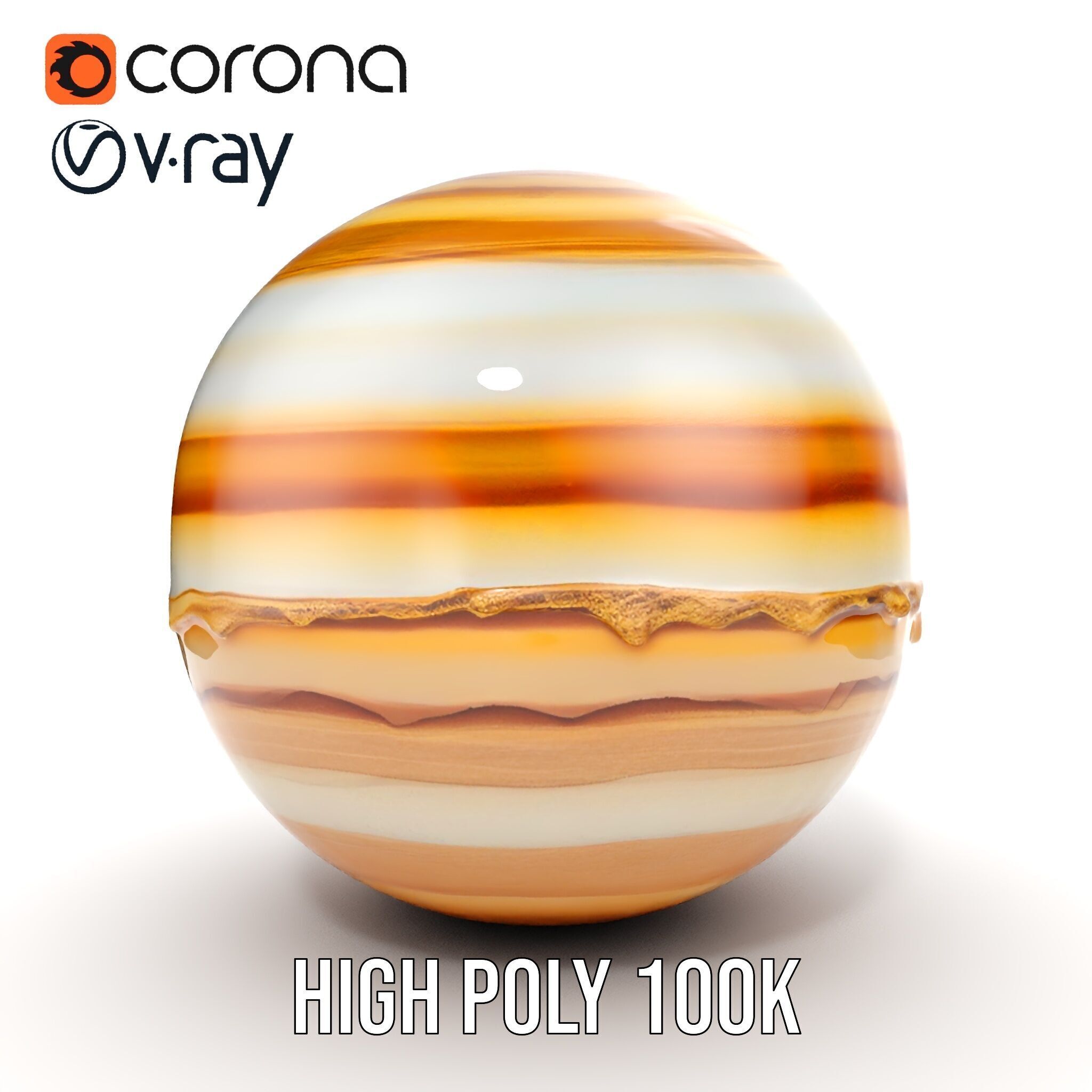 Planetary Model Pack with Textured Stripes Low-poly 3D model_36