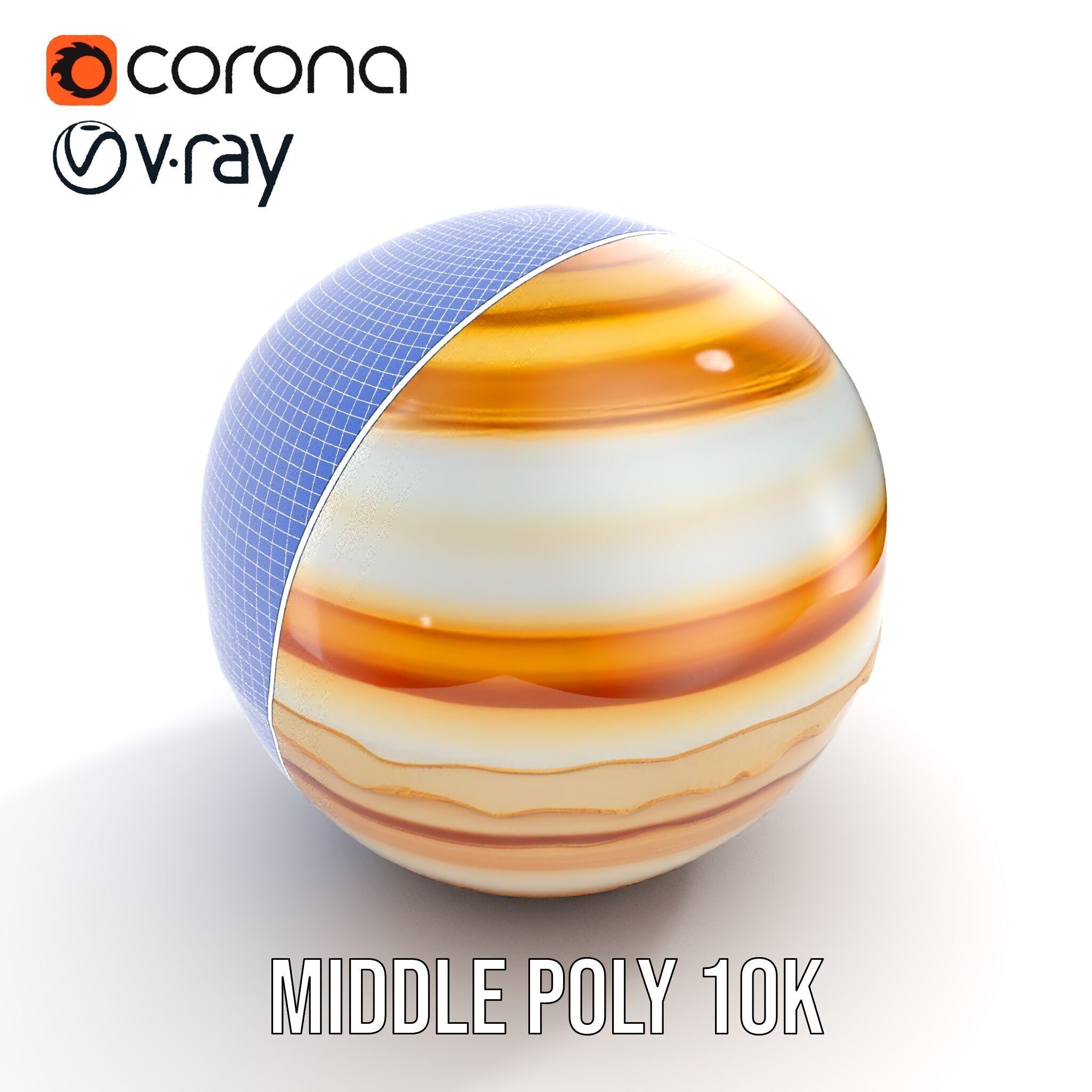 Planetary Model Pack with Textured Stripes Low-poly 3D model_25