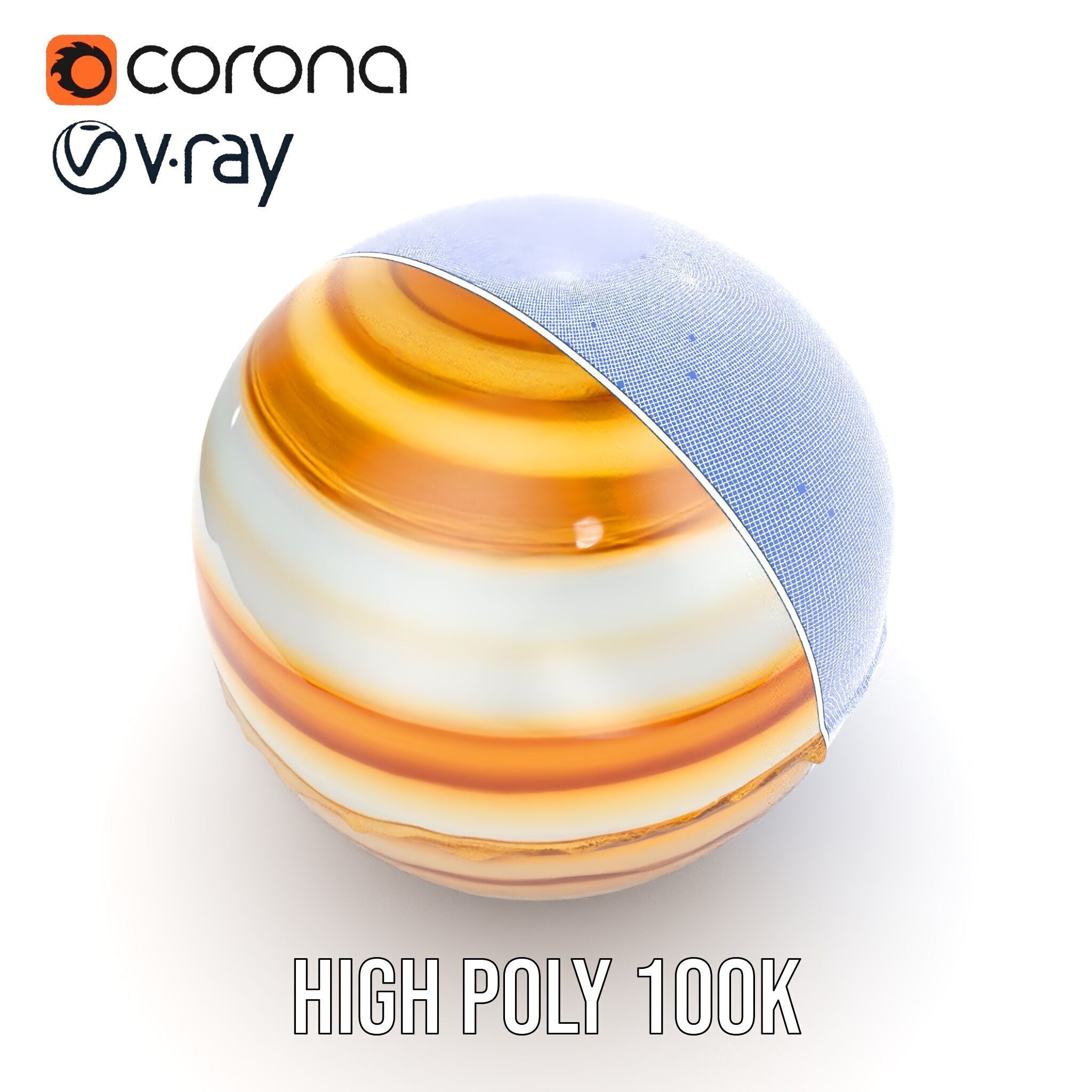 Planetary Model Pack with Textured Stripes Low-poly 3D model_27