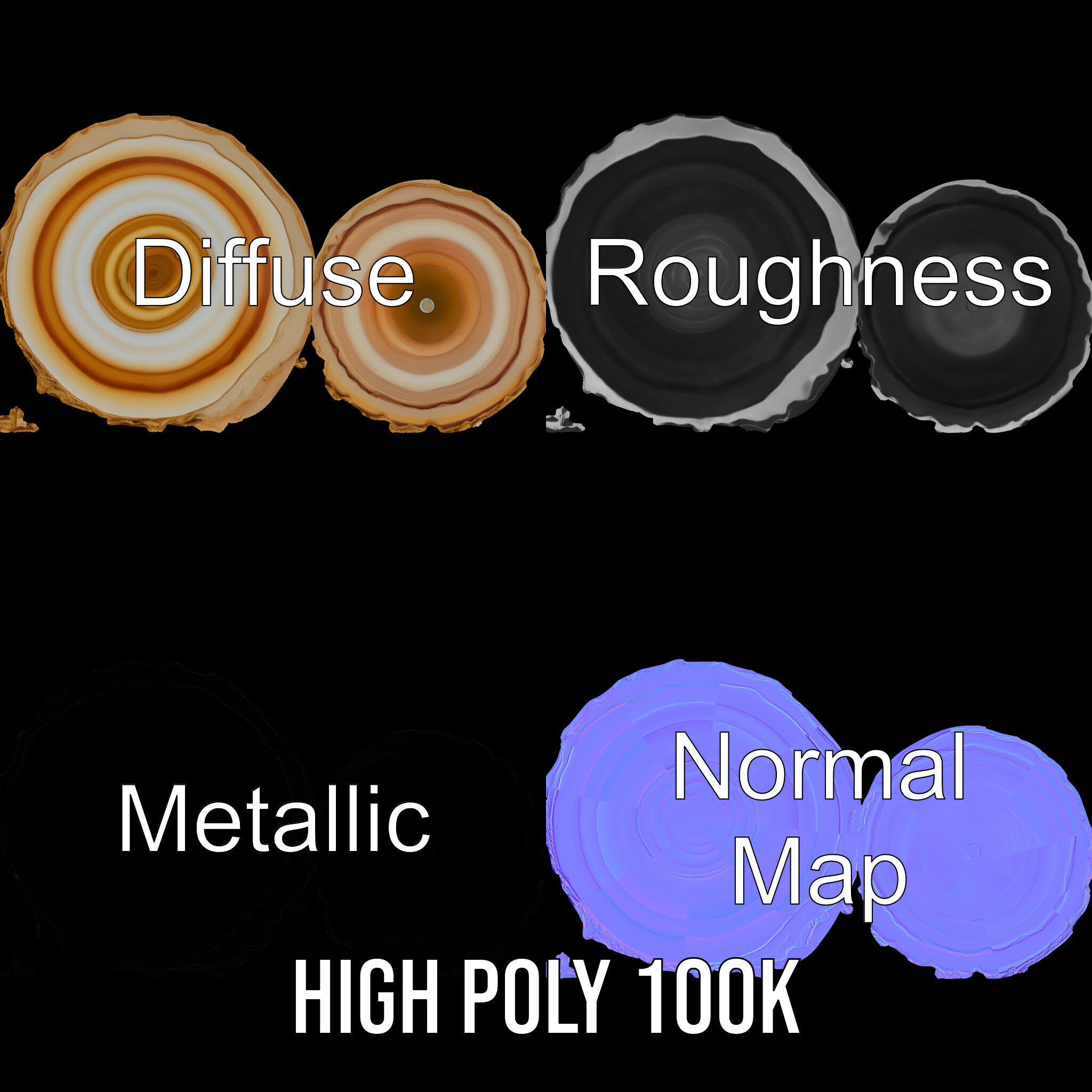 Planetary Model Pack with Textured Stripes Low-poly 3D model_3