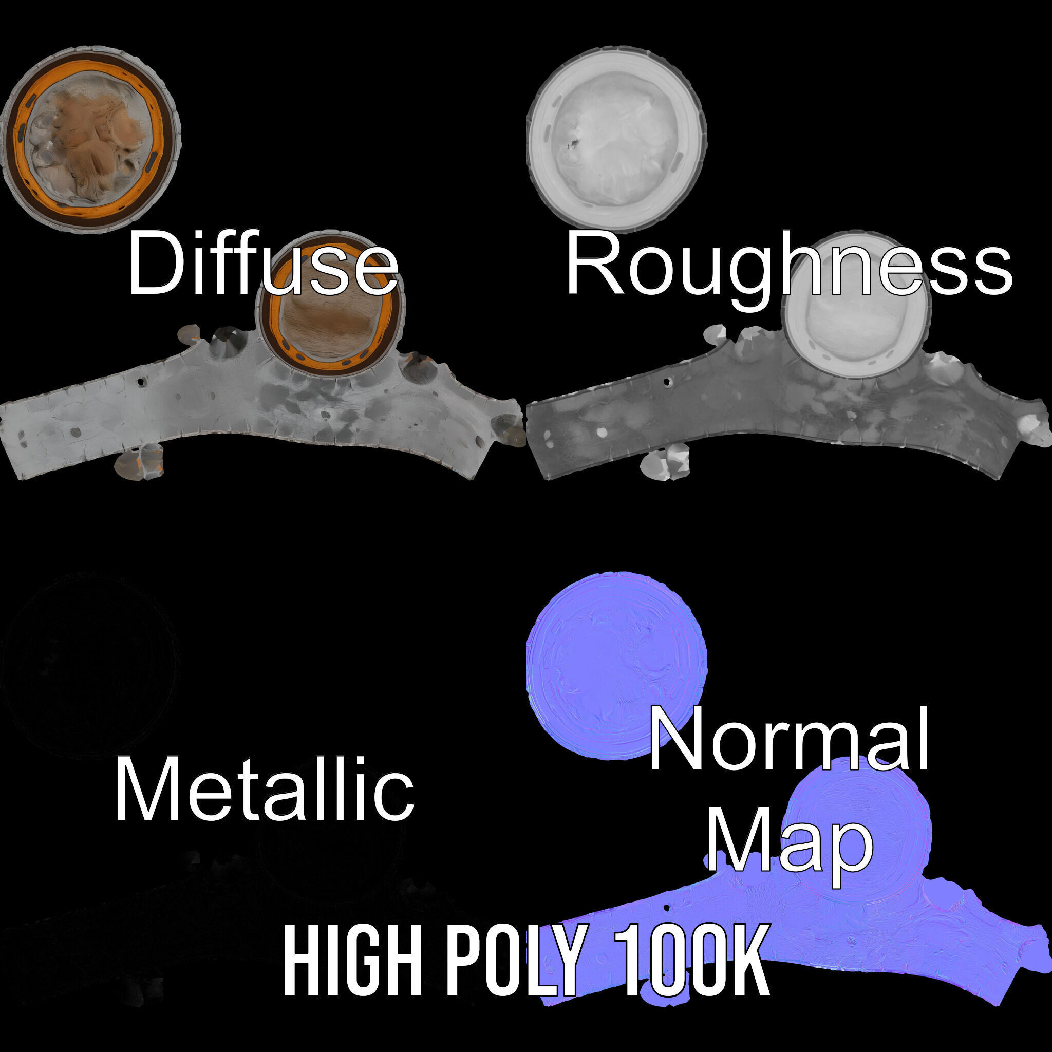 Metal Sphere CrossSection Model Pack with Detailed Interior Low-poly 3D model_3