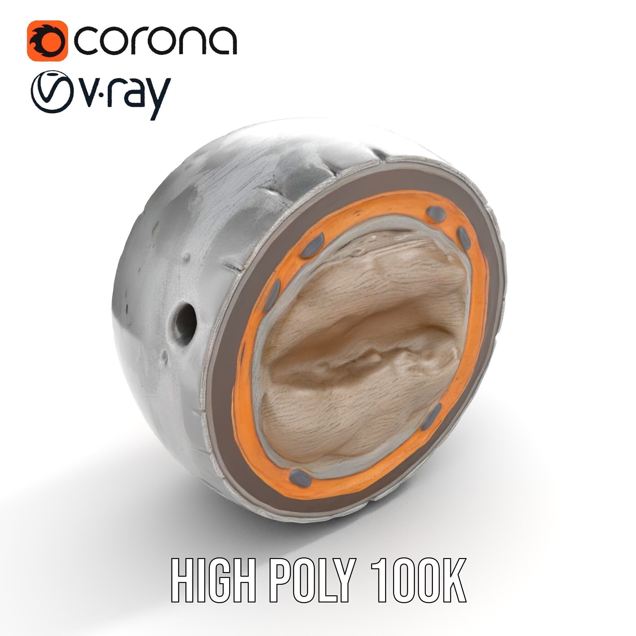 Metal Sphere CrossSection Model Pack with Detailed Interior Low-poly 3D model_29