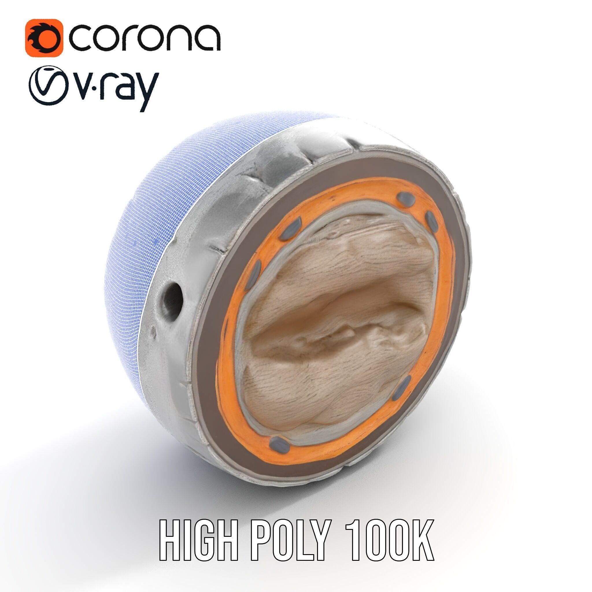 Metal Sphere CrossSection Model Pack with Detailed Interior Low-poly 3D model_26