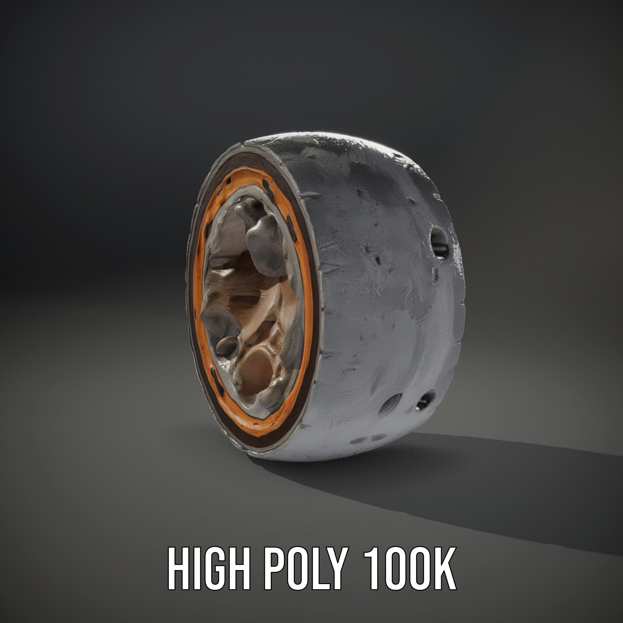 Metal Sphere CrossSection Model Pack with Detailed Interior Low-poly 3D model_11