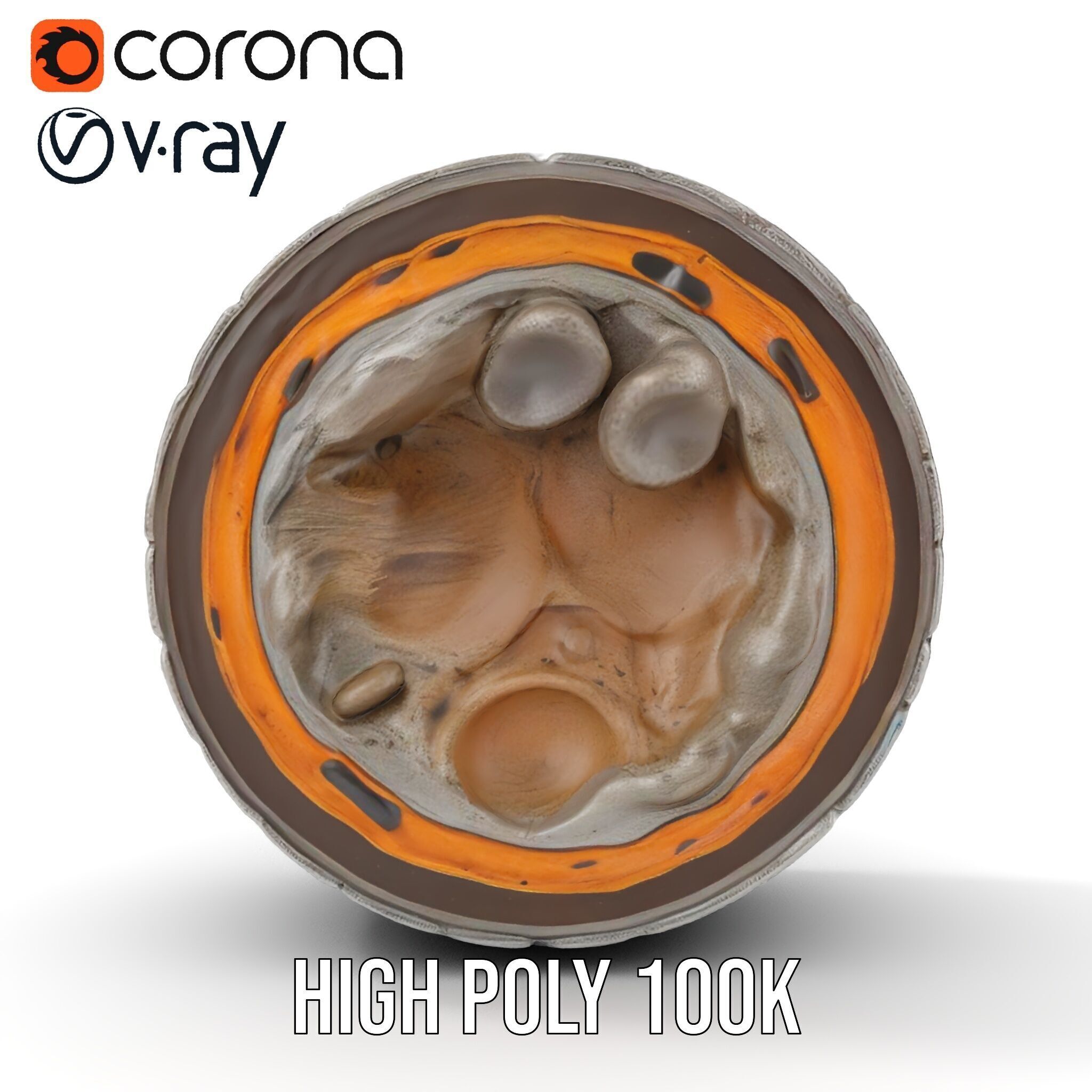 Metal Sphere CrossSection Model Pack with Detailed Interior Low-poly 3D model_32