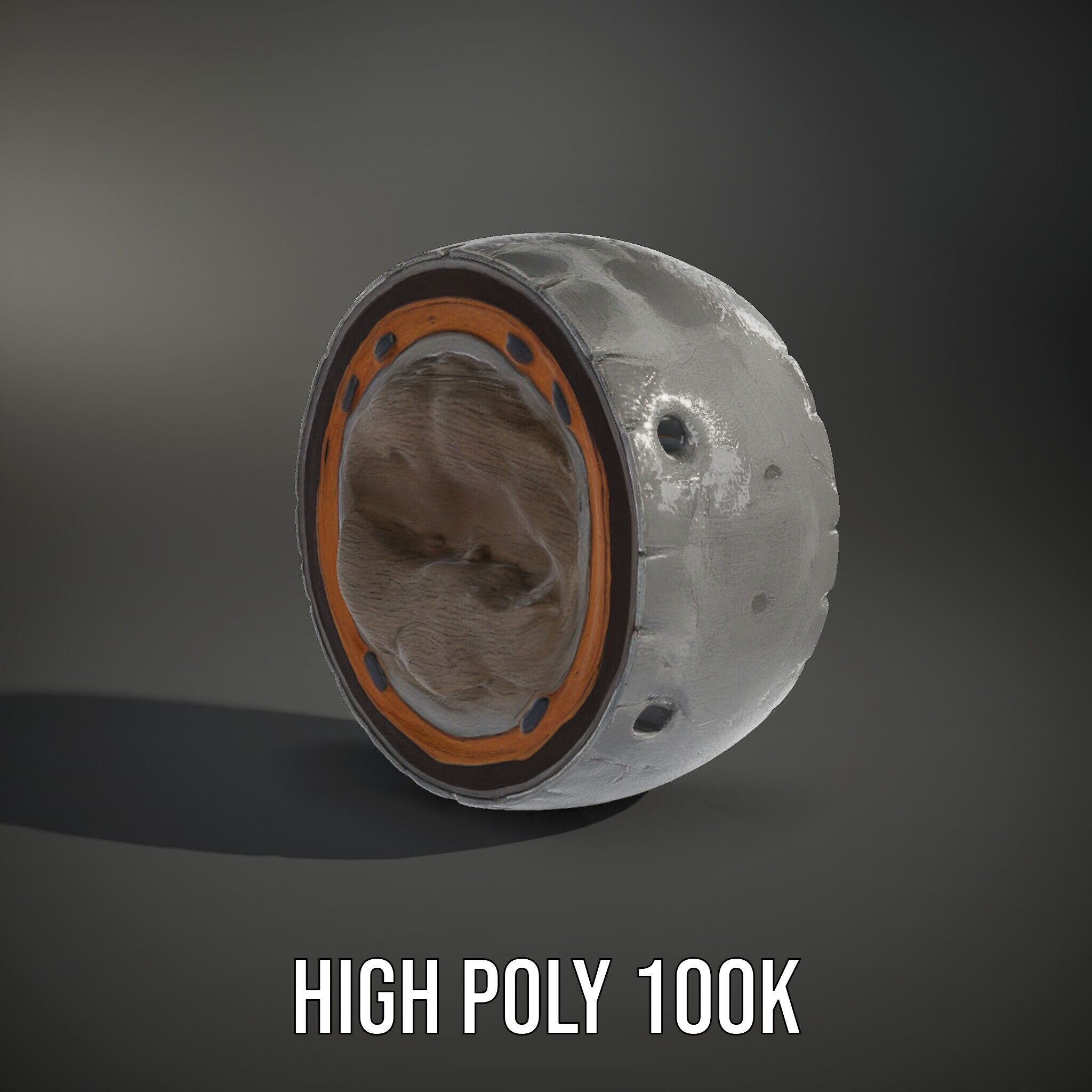 Metal Sphere CrossSection Model Pack with Detailed Interior Low-poly 3D model_8