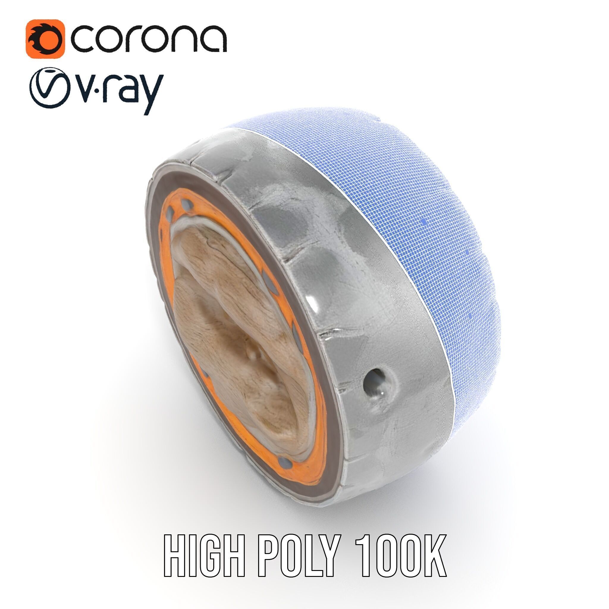 Metal Sphere CrossSection Model Pack with Detailed Interior Low-poly 3D model_35