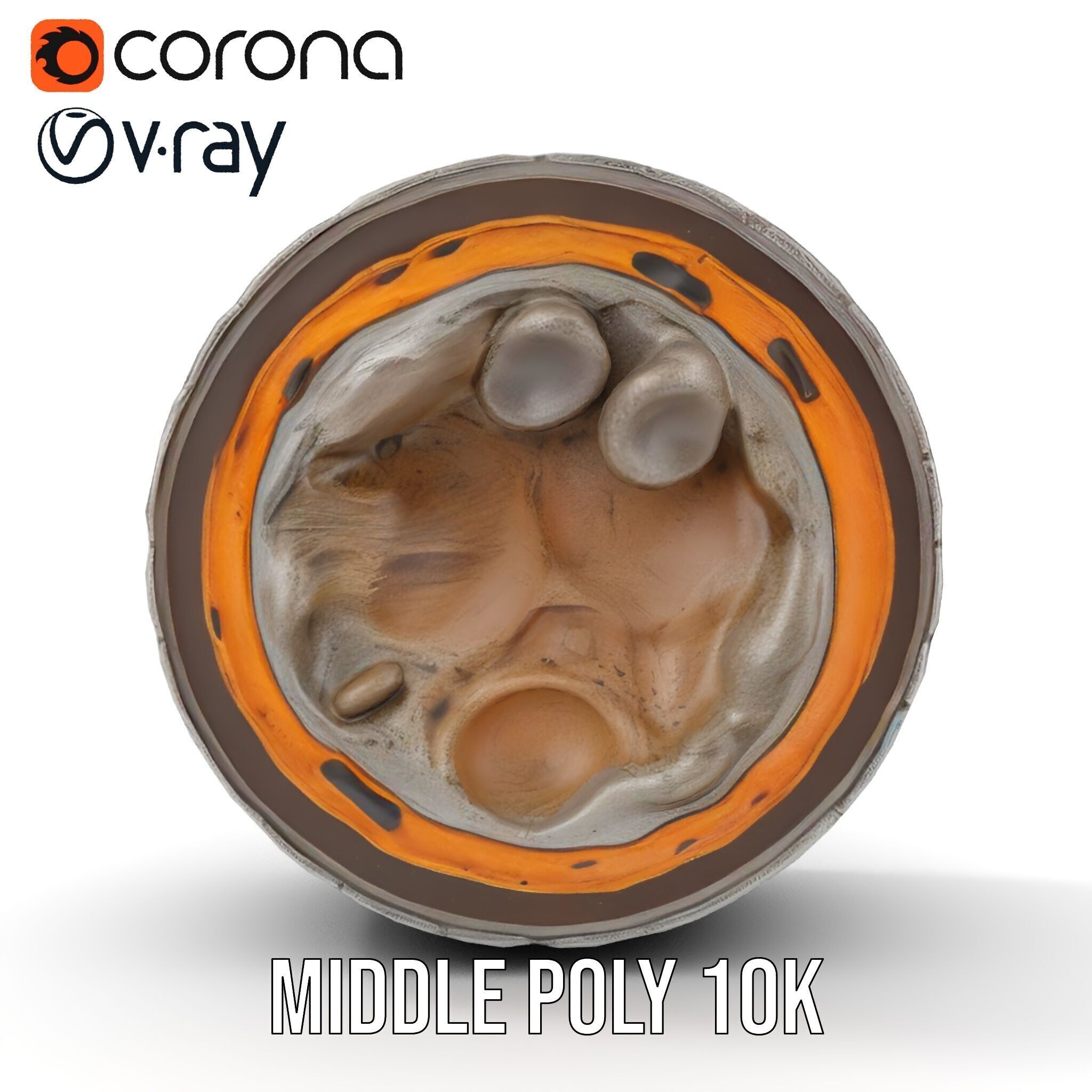 Metal Sphere CrossSection Model Pack with Detailed Interior Low-poly 3D model_17