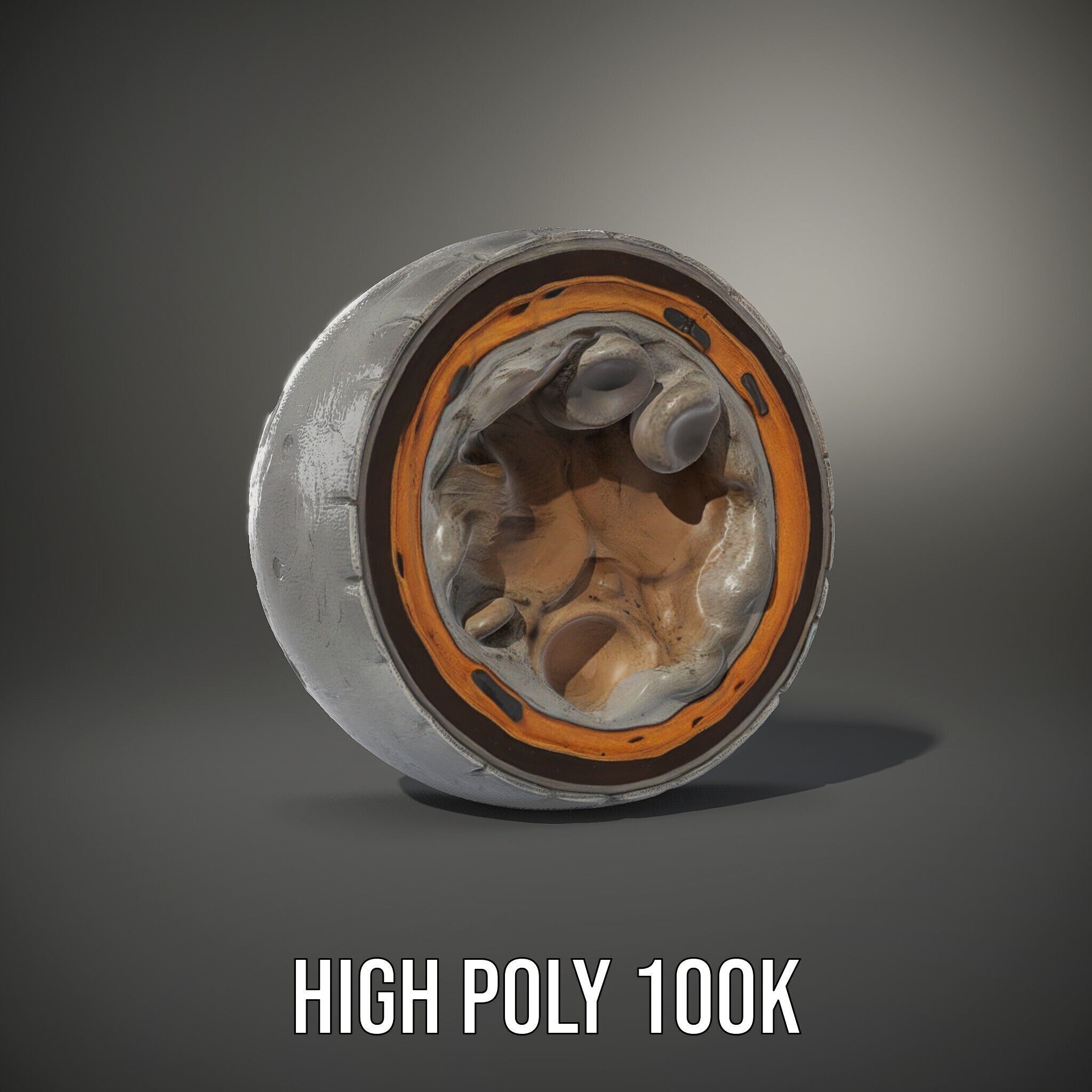 Metal Sphere CrossSection Model Pack with Detailed Interior Low-poly 3D model_14