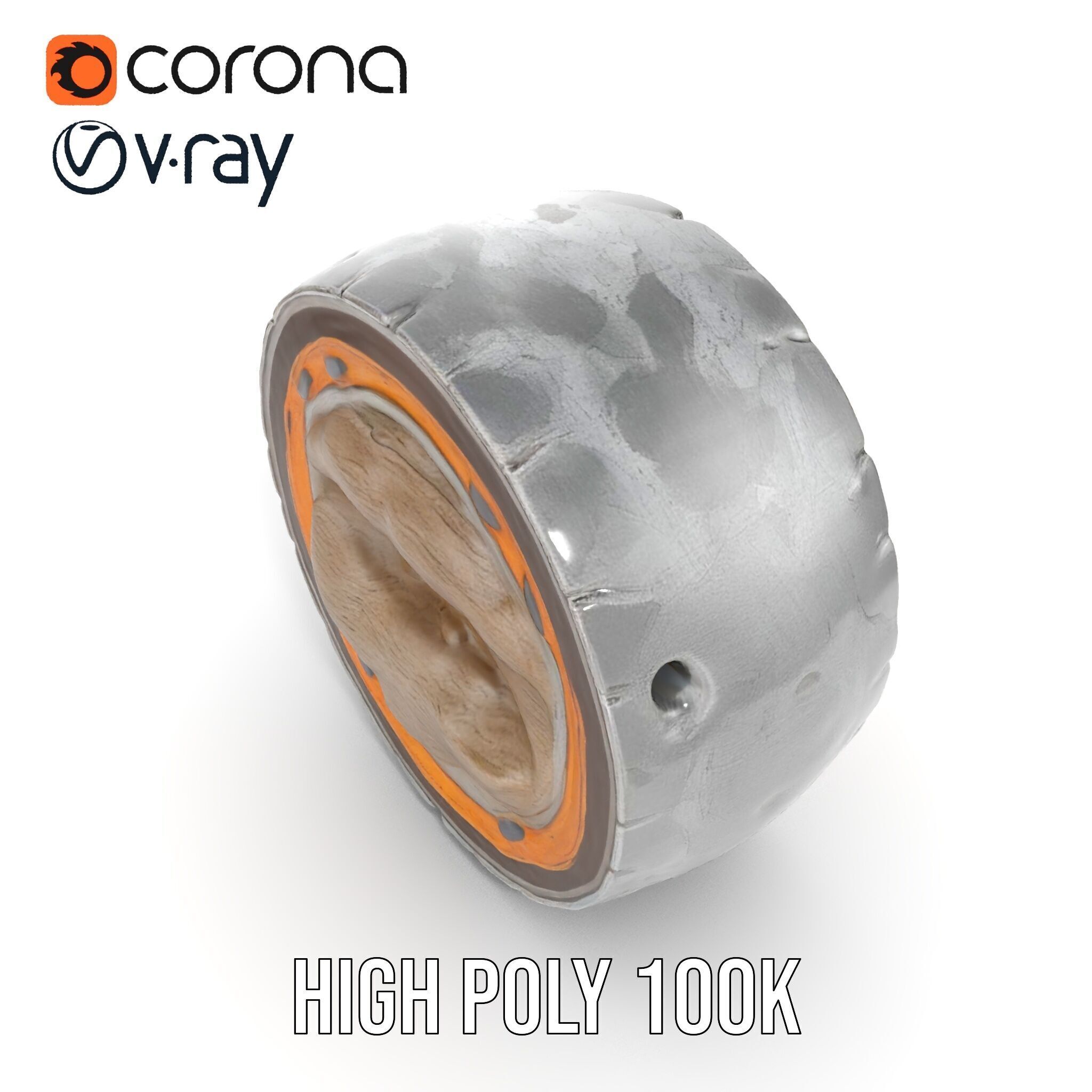 Metal Sphere CrossSection Model Pack with Detailed Interior Low-poly 3D model_36