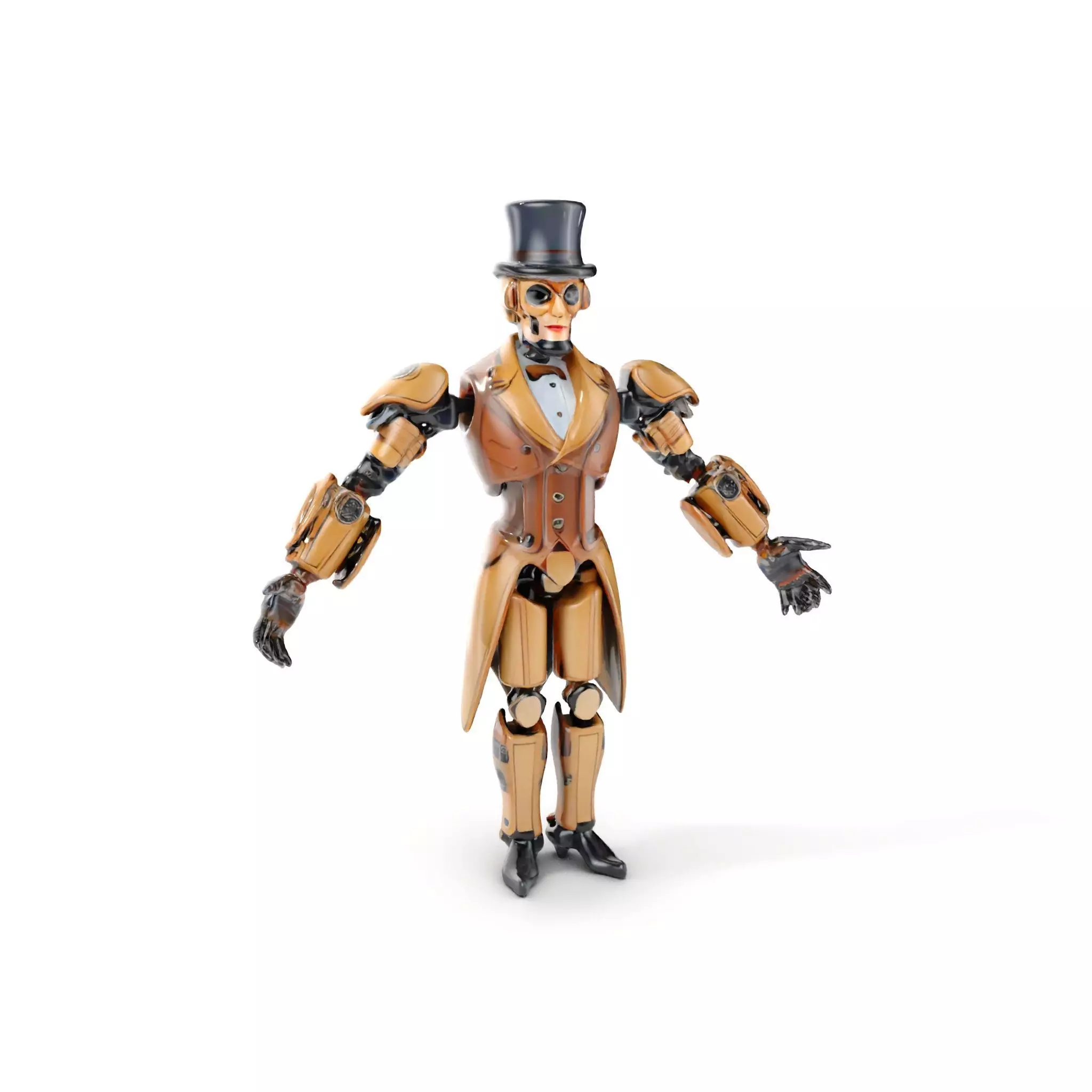 Steampunk Gentleman Robot Rigged and Animated Low-poly 3D model