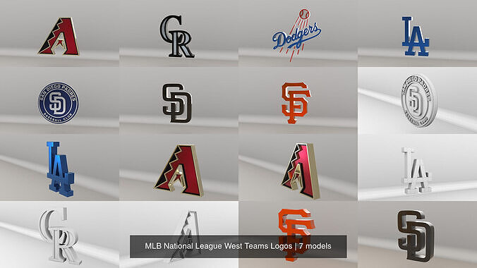 MLB National League West Teams Logos 3D Model Collection