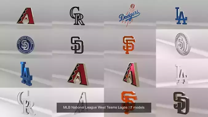 MLB National League West Teams Logos 3D Model Collection
