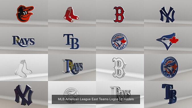 MLB American League East Teams Logos 3D Model Collection