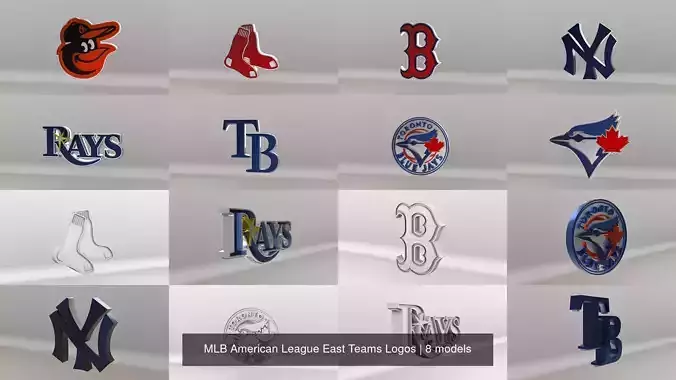 MLB American League East Teams Logos 3D Model Collection