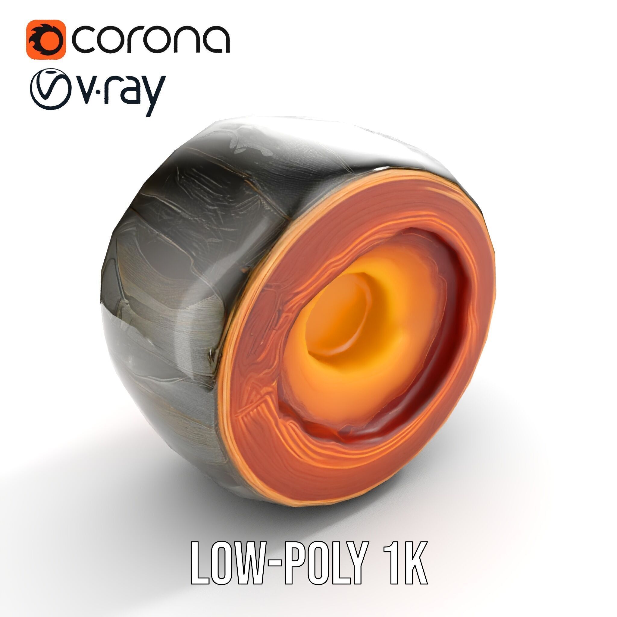 Cutaway Earth Core Model Pack for D Visualization Low-poly 3D model_10