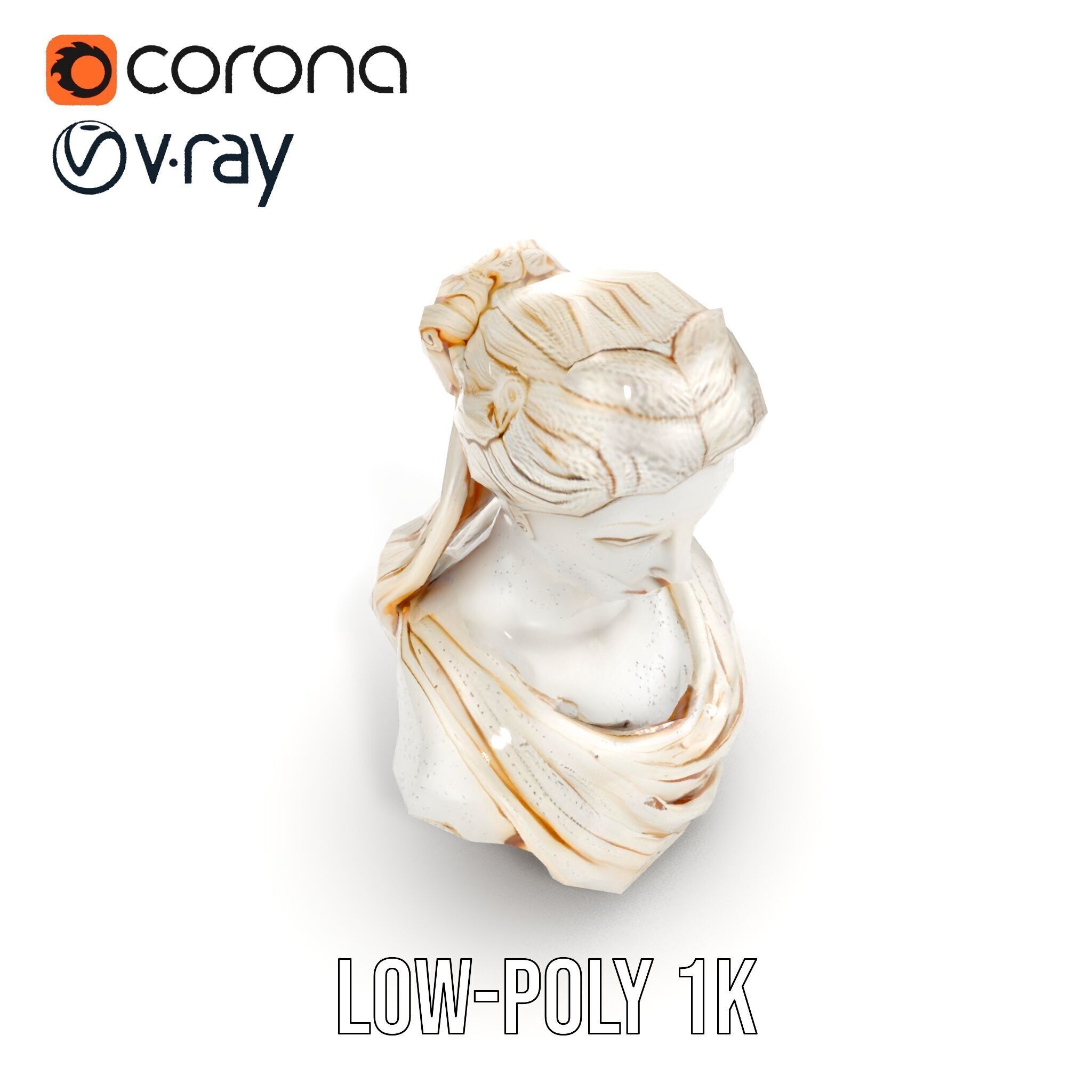 Classical Female Bust Sculpture D Model Pack Low-poly 3D model_23