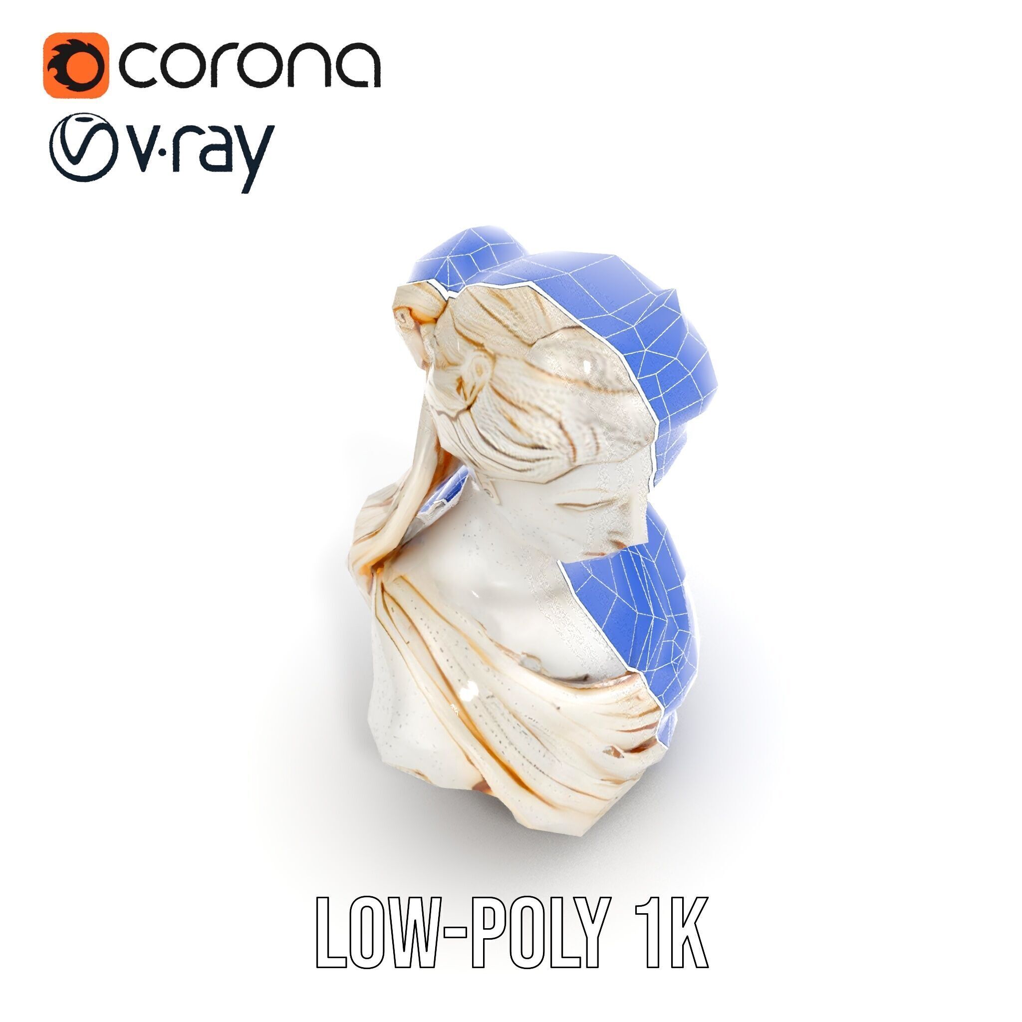 Classical Female Bust Sculpture D Model Pack Low-poly 3D model_32