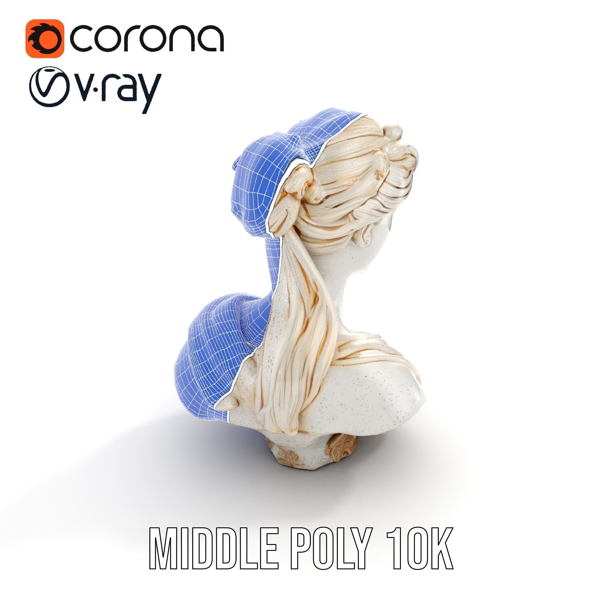 Classical Female Bust Sculpture D Model Pack Low-poly 3D model_15