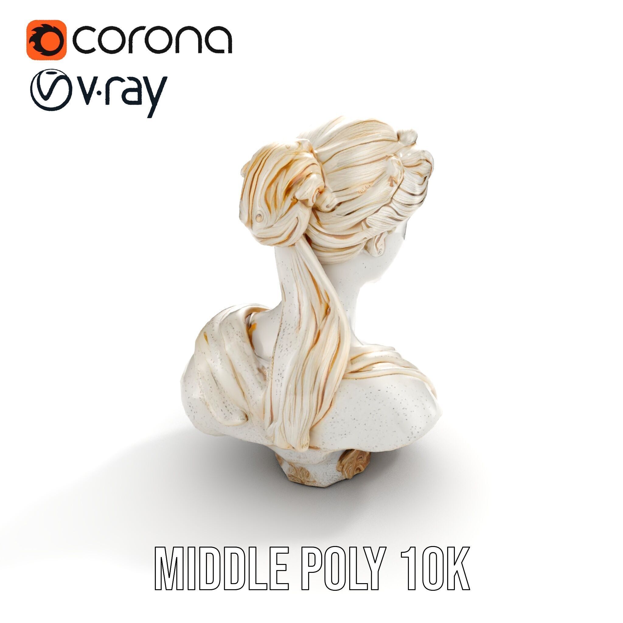 Classical Female Bust Sculpture D Model Pack Low-poly 3D model_25