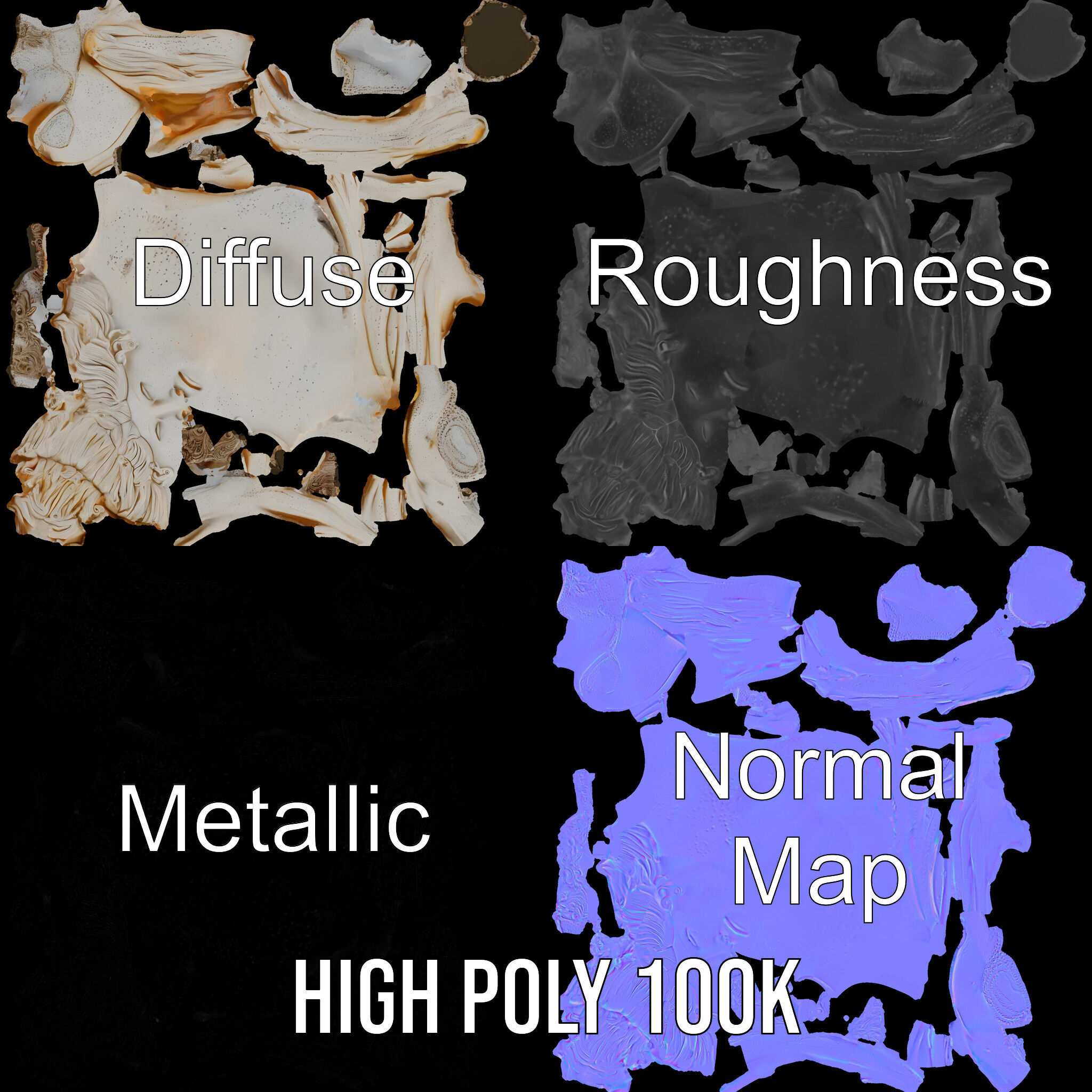 Classical Female Bust Sculpture D Model Pack Low-poly 3D model_3