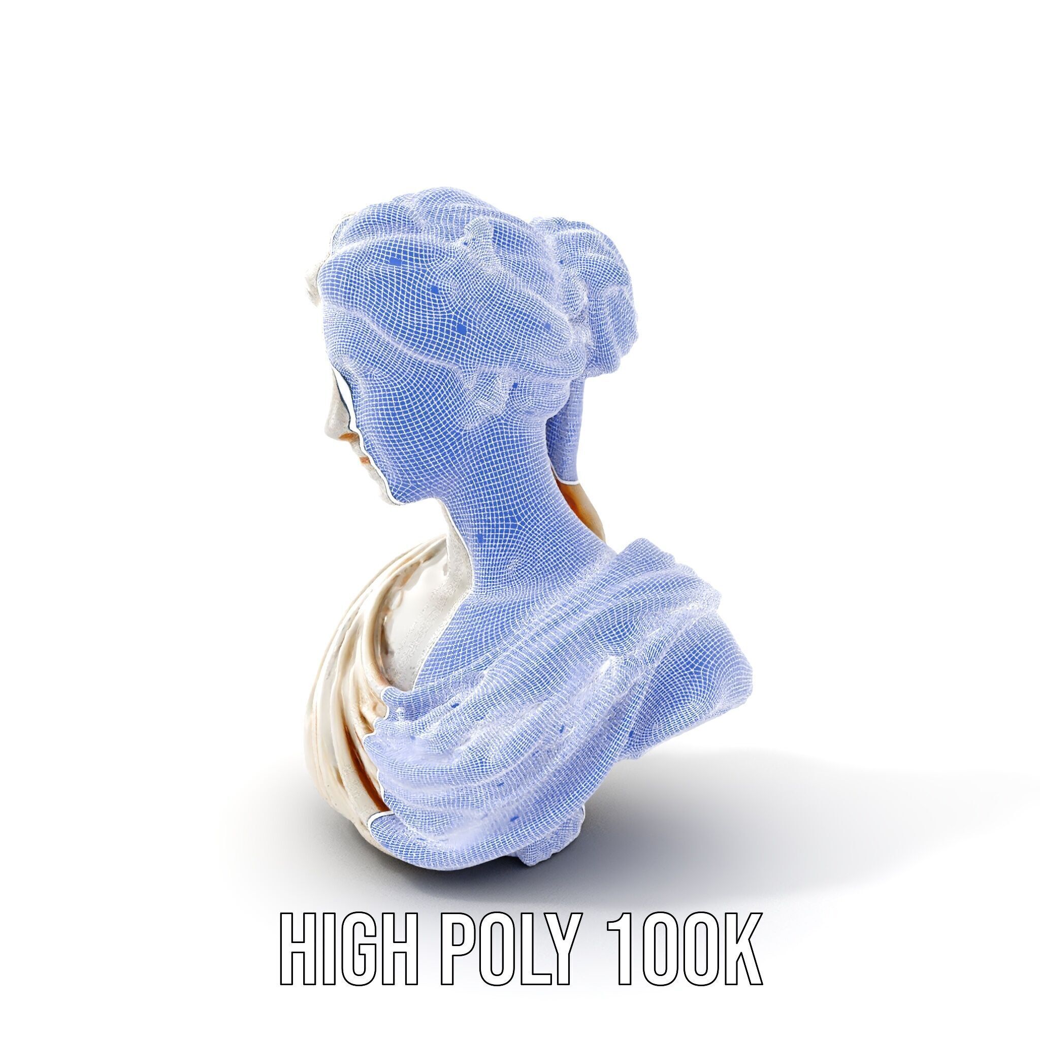 Classical Female Bust Sculpture D Model Pack Low-poly 3D model_4