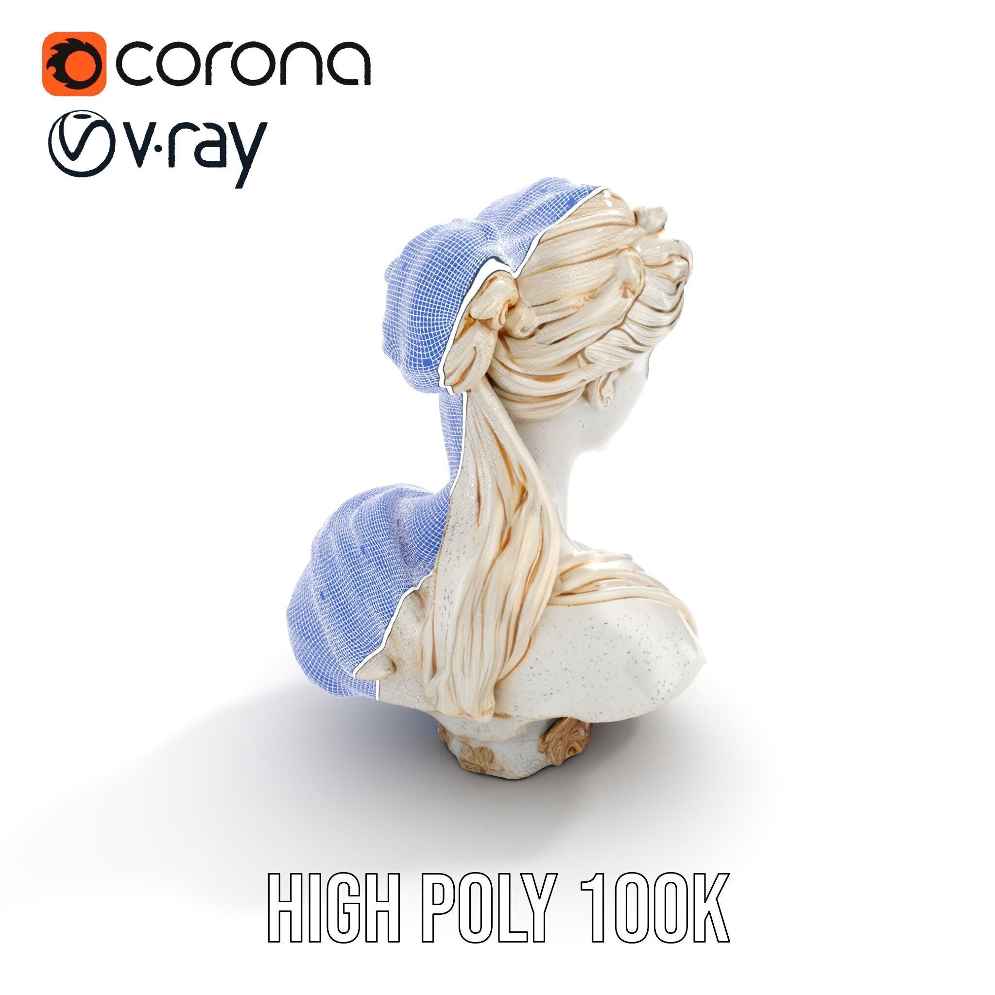 Classical Female Bust Sculpture D Model Pack Low-poly 3D model_27