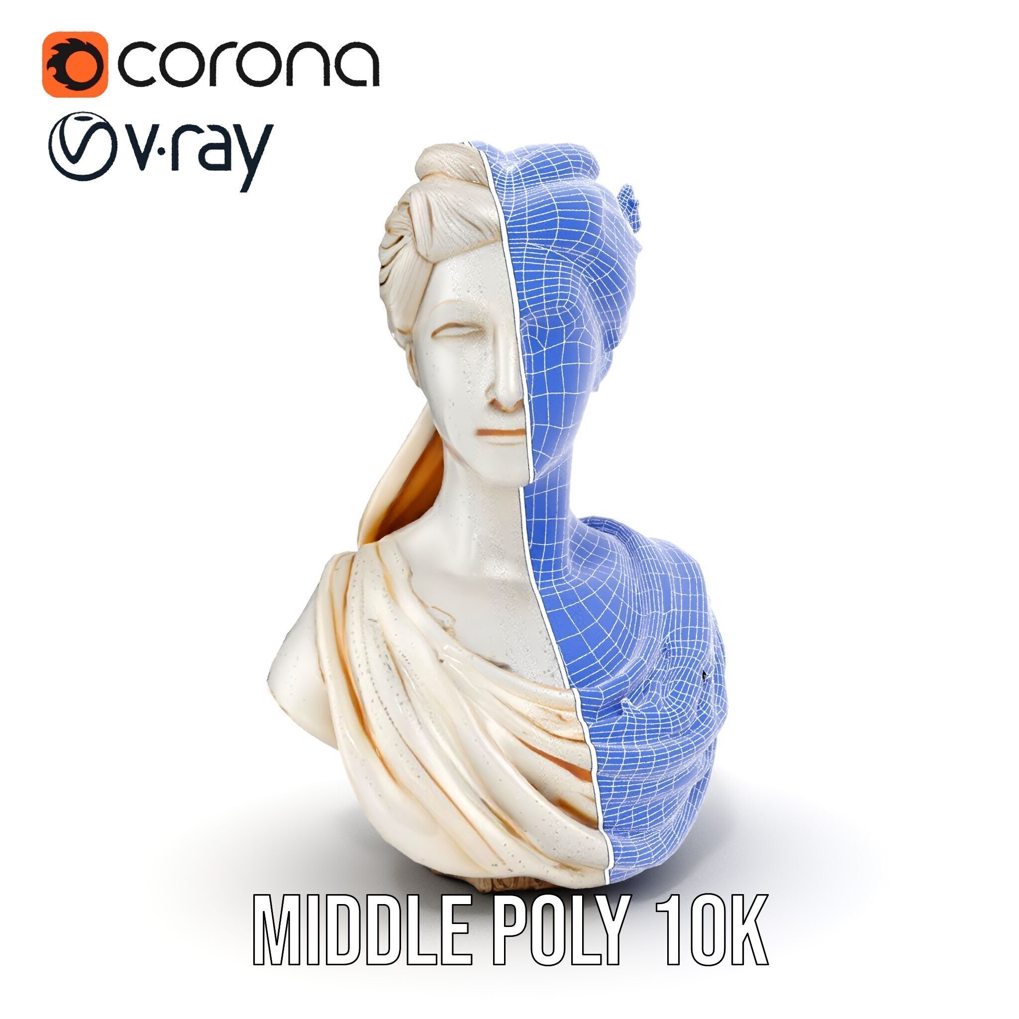 Classical Female Bust Sculpture D Model Pack Low-poly 3D model_31