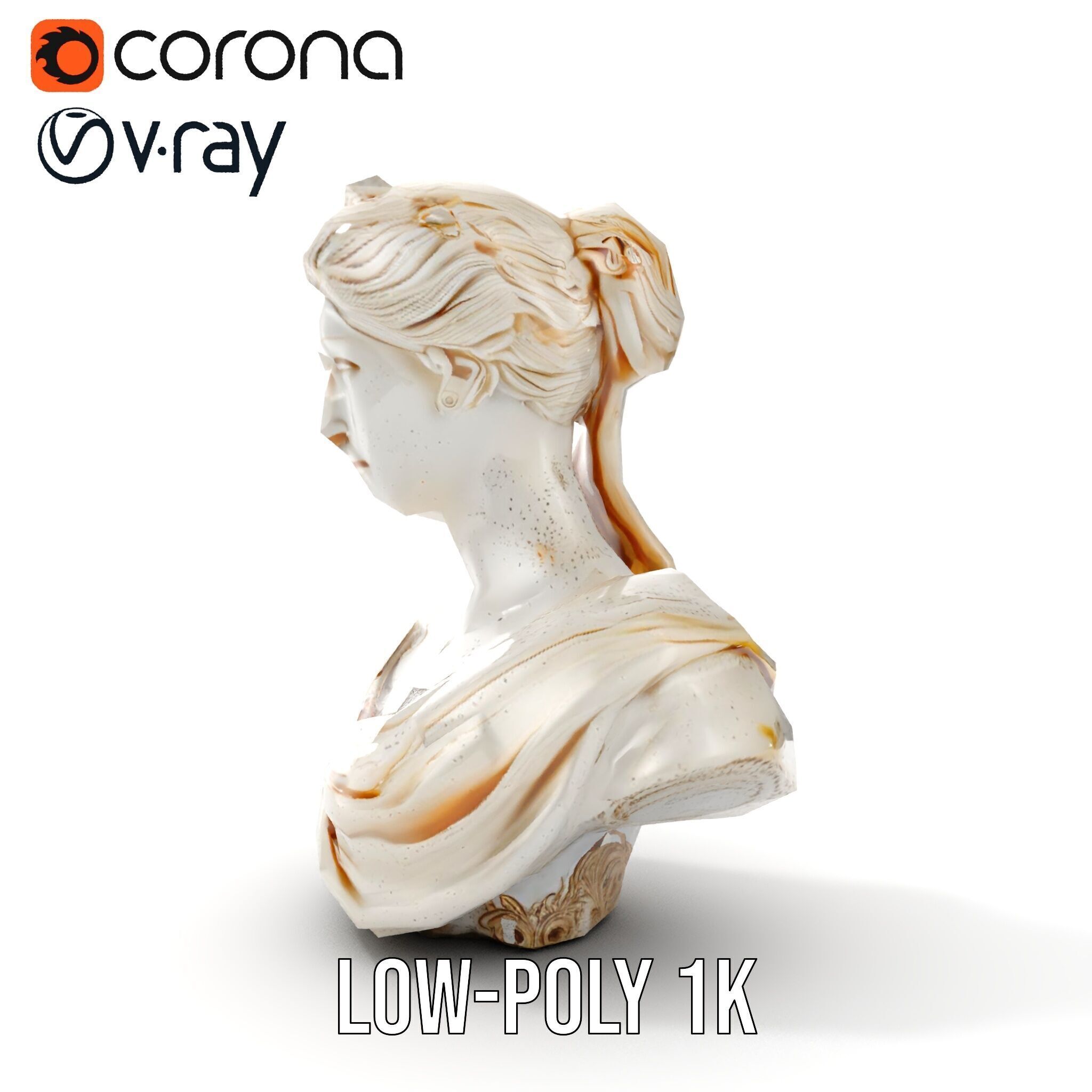 Classical Female Bust Sculpture D Model Pack Low-poly 3D model_18