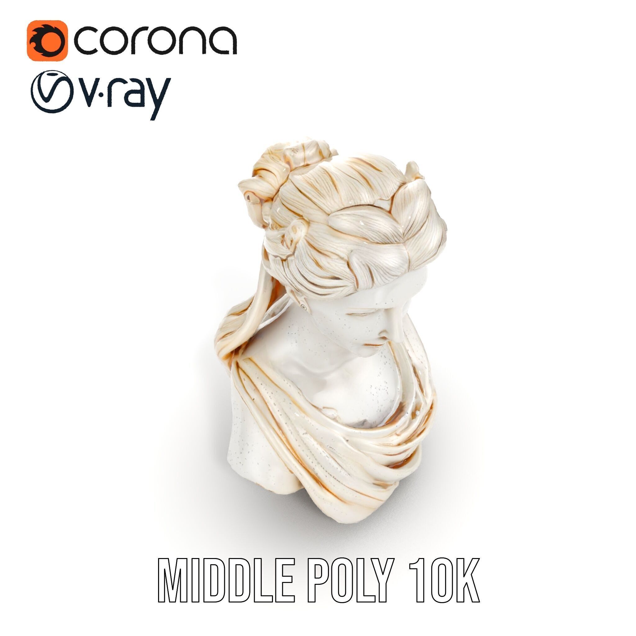 Classical Female Bust Sculpture D Model Pack Low-poly 3D model_22