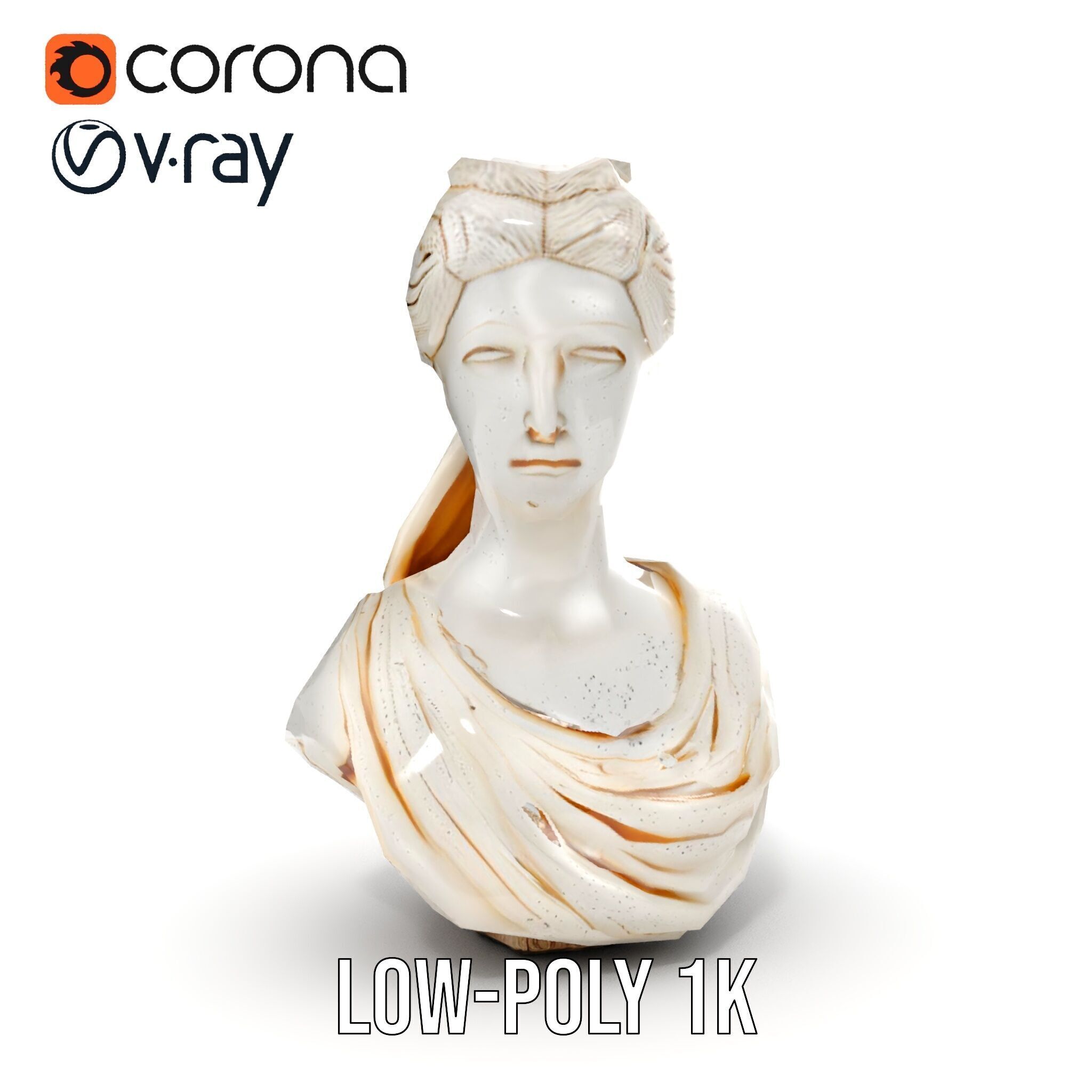 Classical Female Bust Sculpture D Model Pack Low-poly 3D model_13