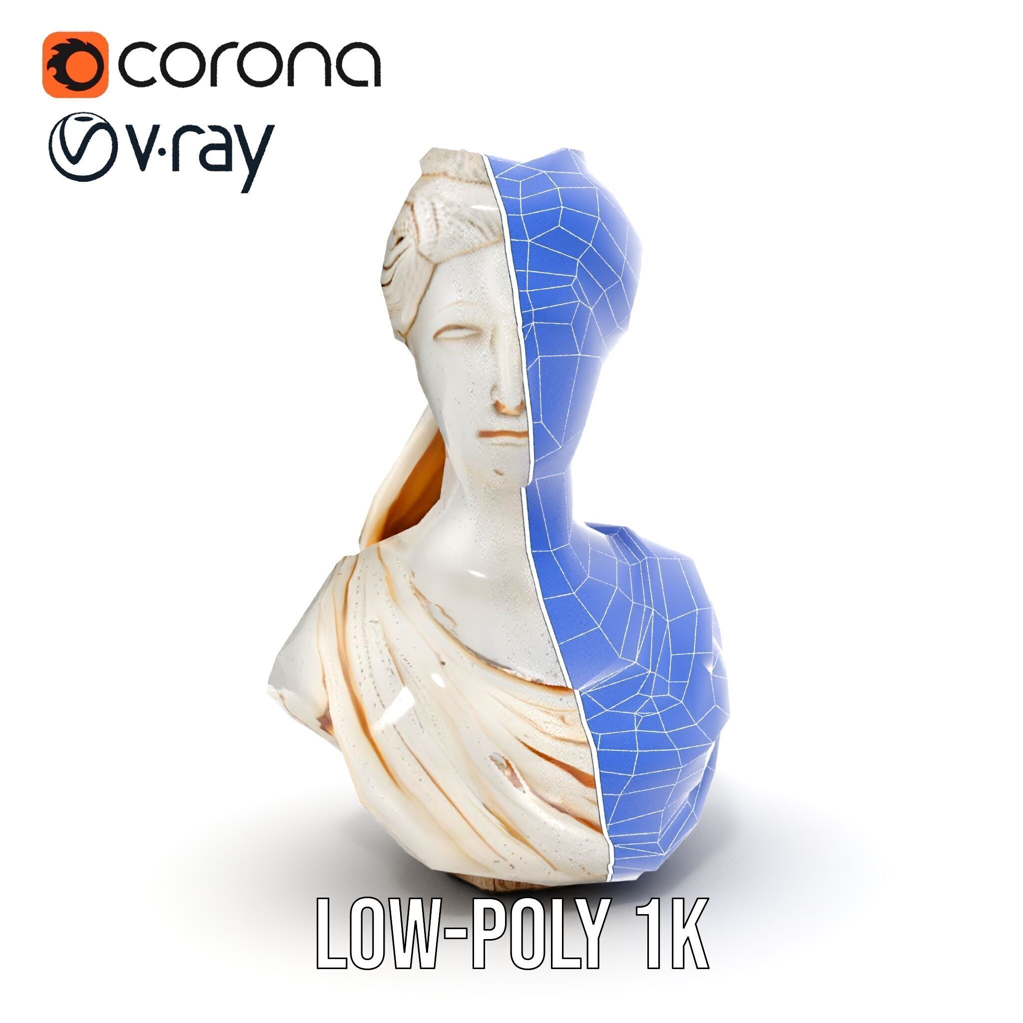 Classical Female Bust Sculpture D Model Pack Low-poly 3D model_21