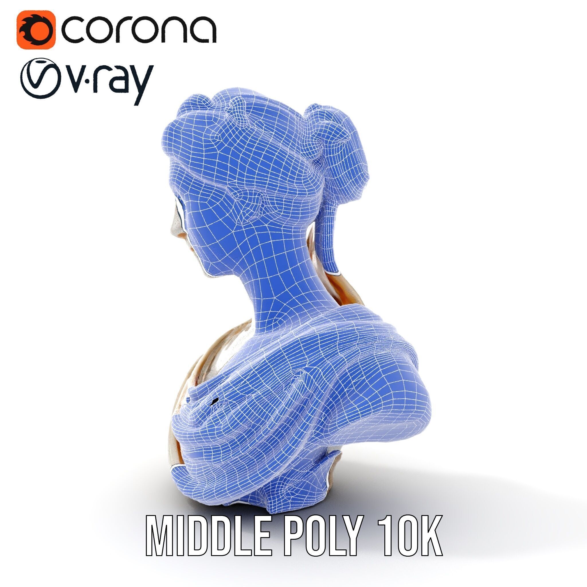 Classical Female Bust Sculpture D Model Pack Low-poly 3D model_28