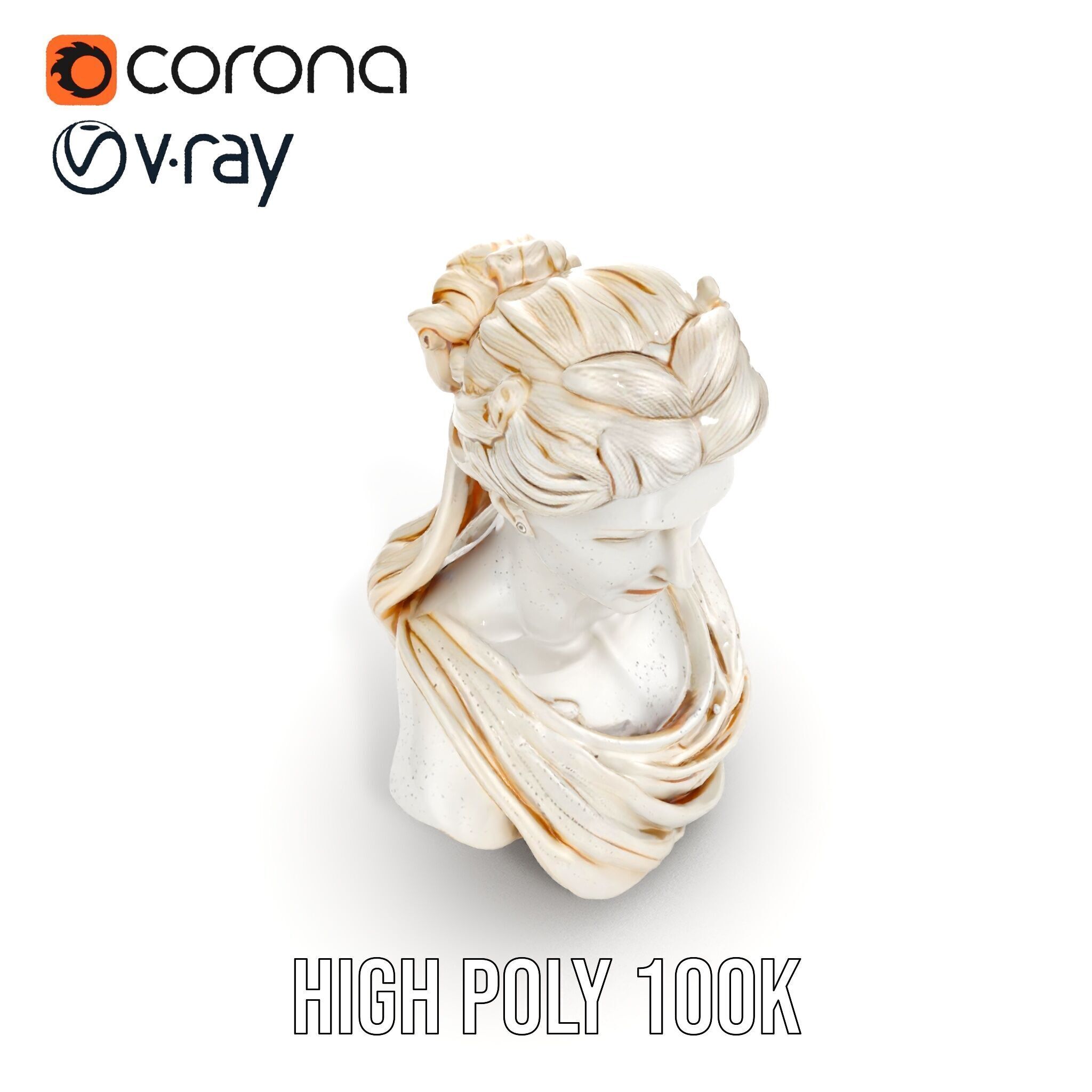 Classical Female Bust Sculpture D Model Pack Low-poly 3D model_24