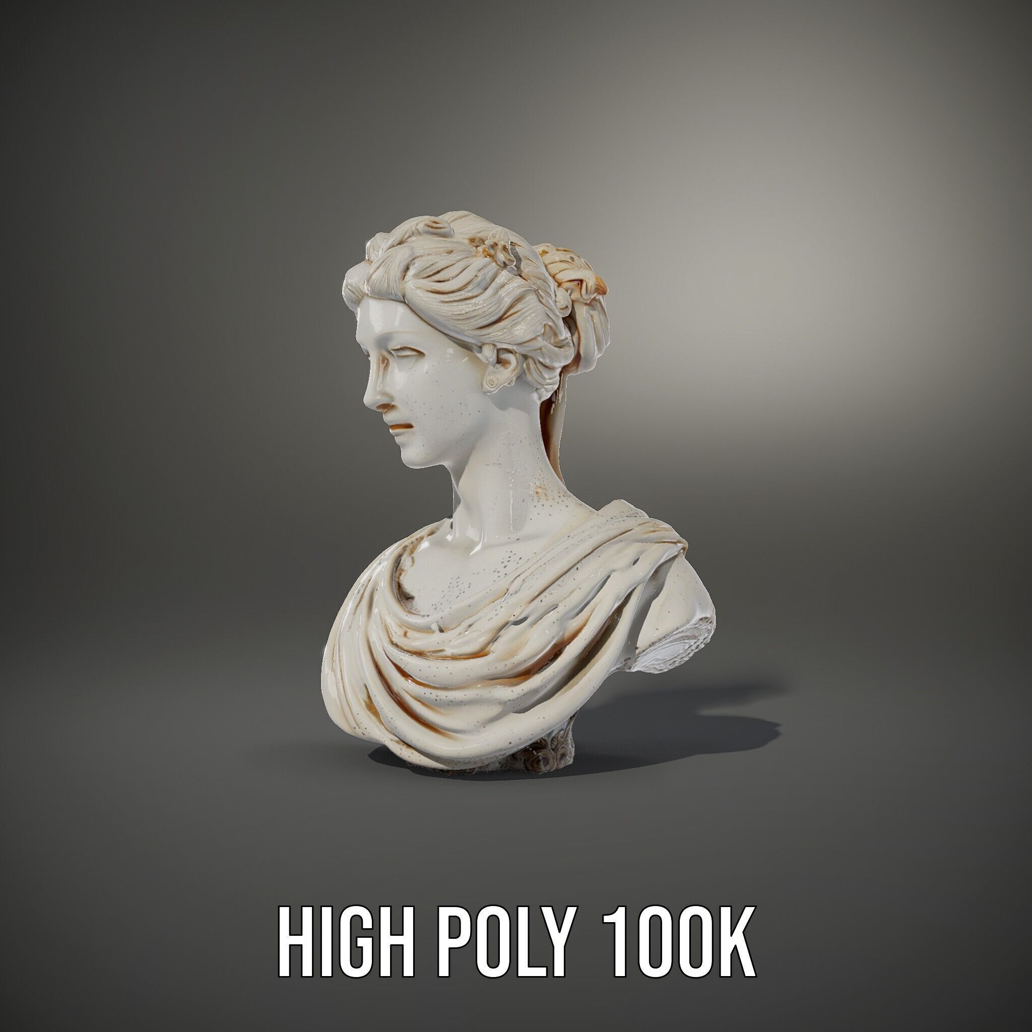 Classical Female Bust Sculpture D Model Pack Low-poly 3D model_11
