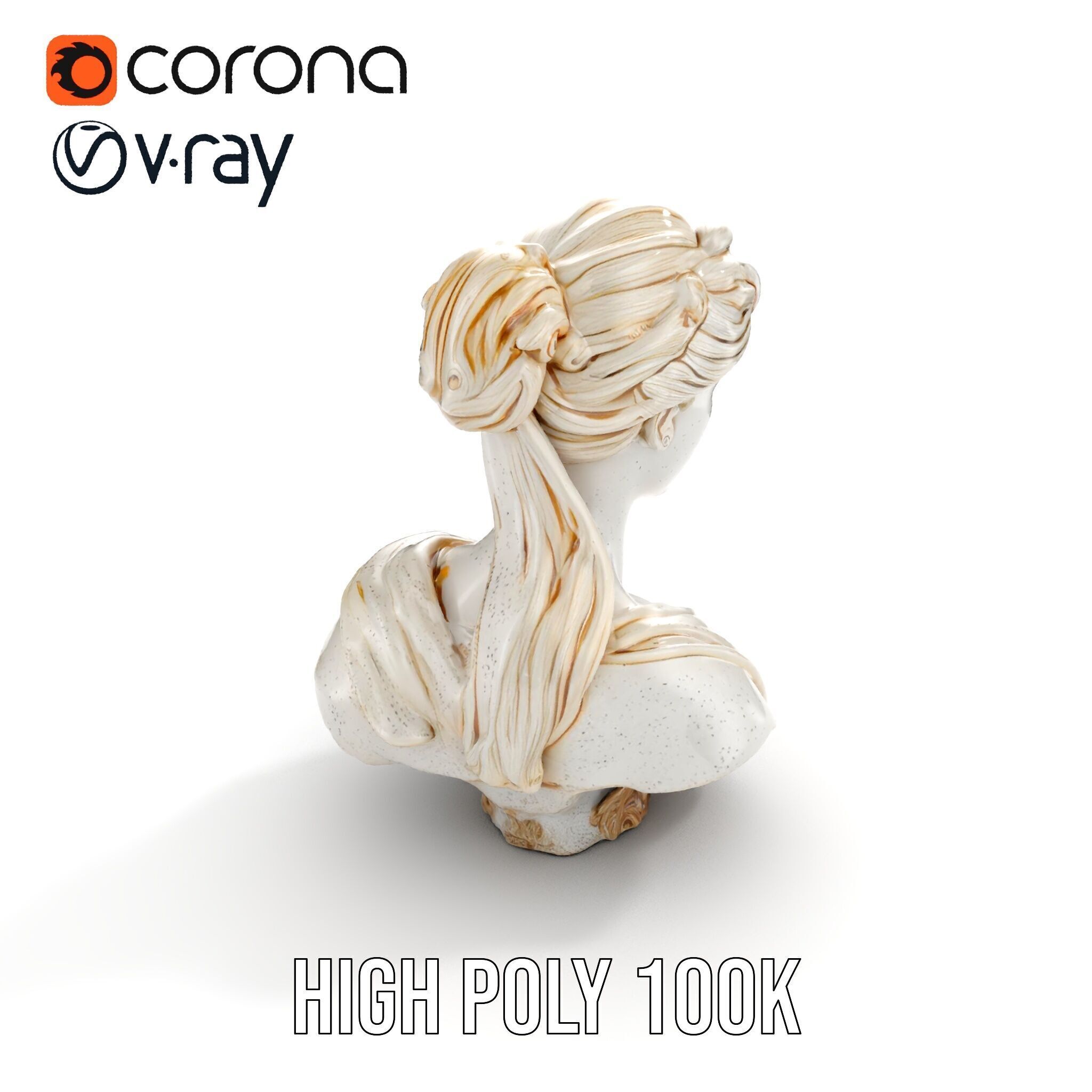 Classical Female Bust Sculpture D Model Pack Low-poly 3D model_19