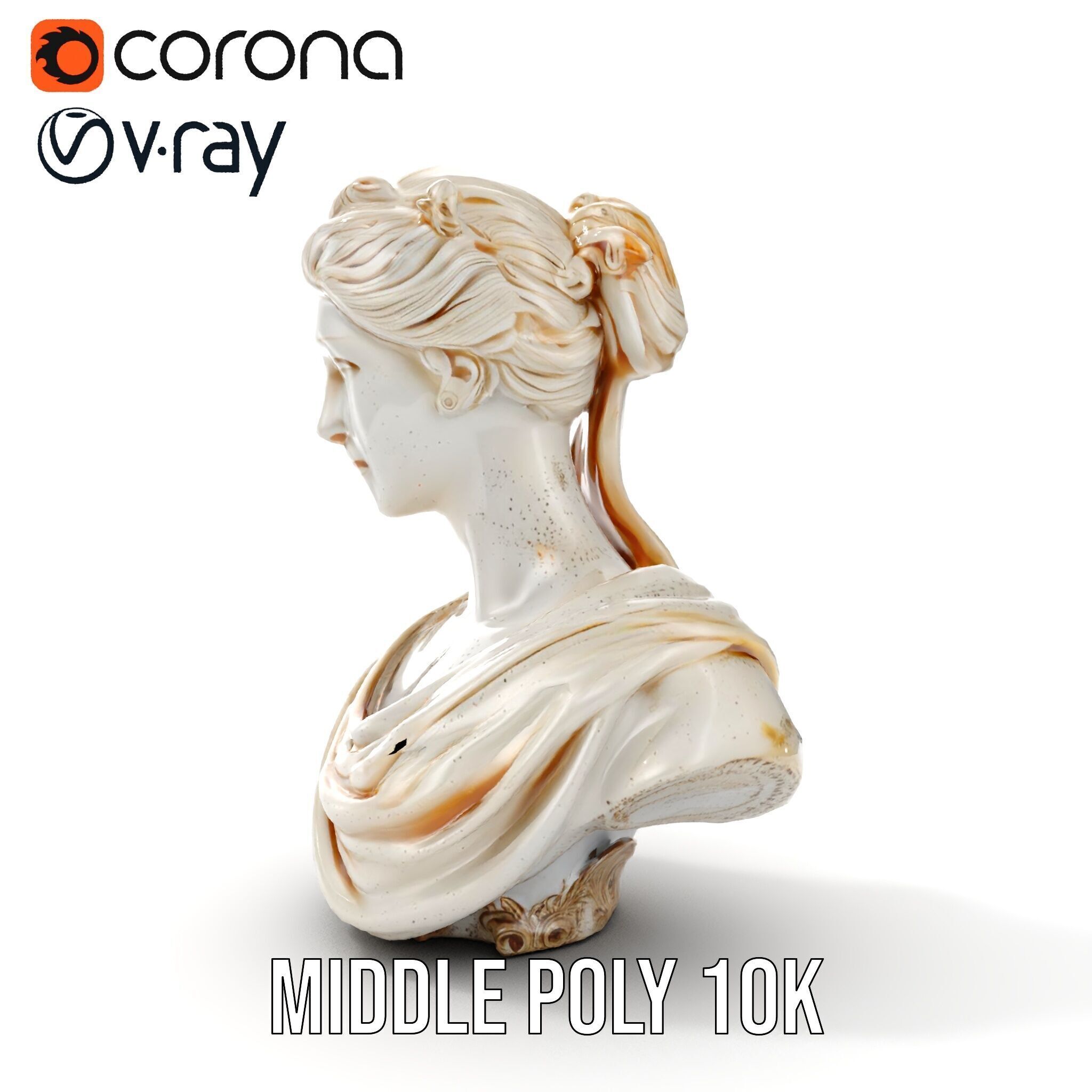 Classical Female Bust Sculpture D Model Pack Low-poly 3D model_6