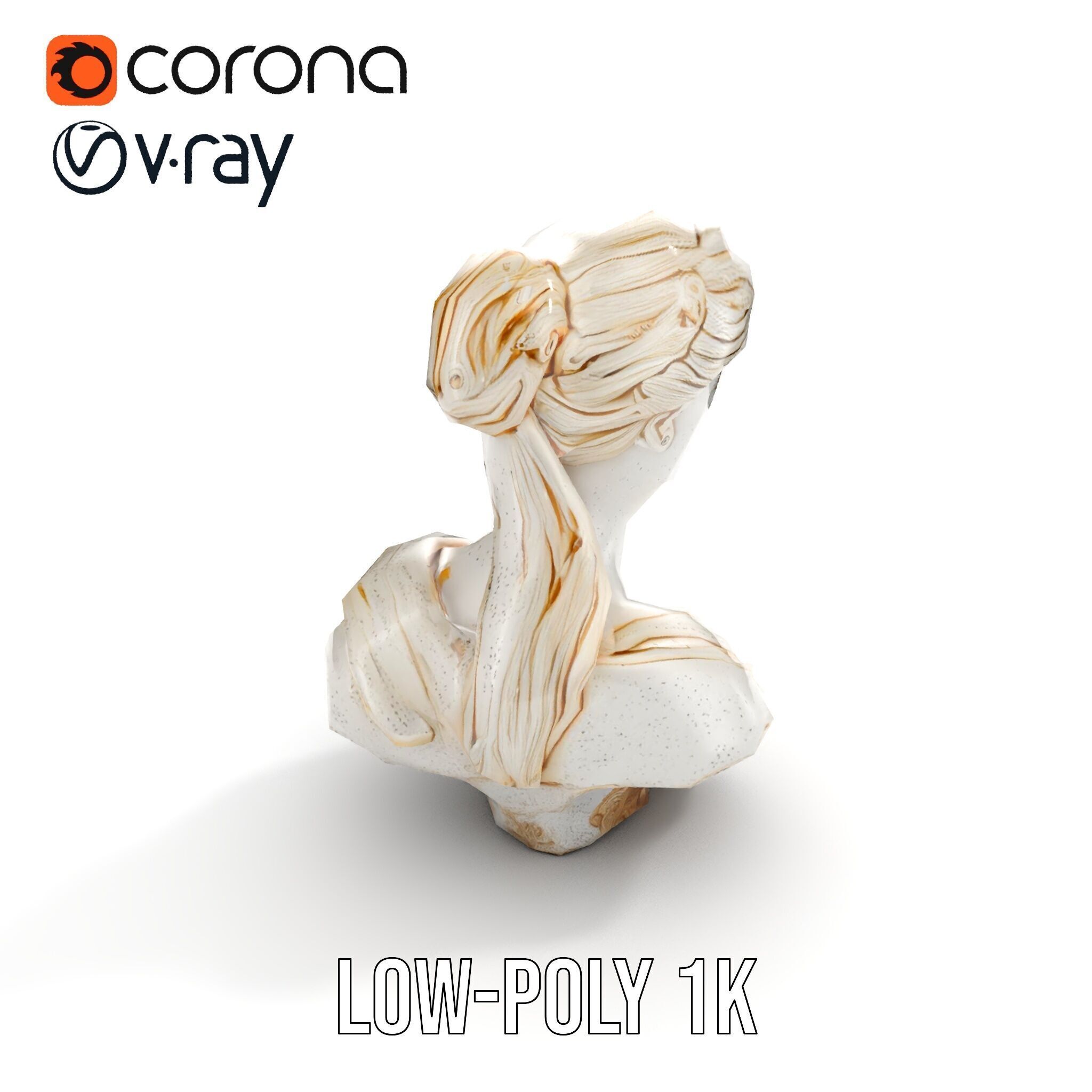 Classical Female Bust Sculpture D Model Pack Low-poly 3D model_16