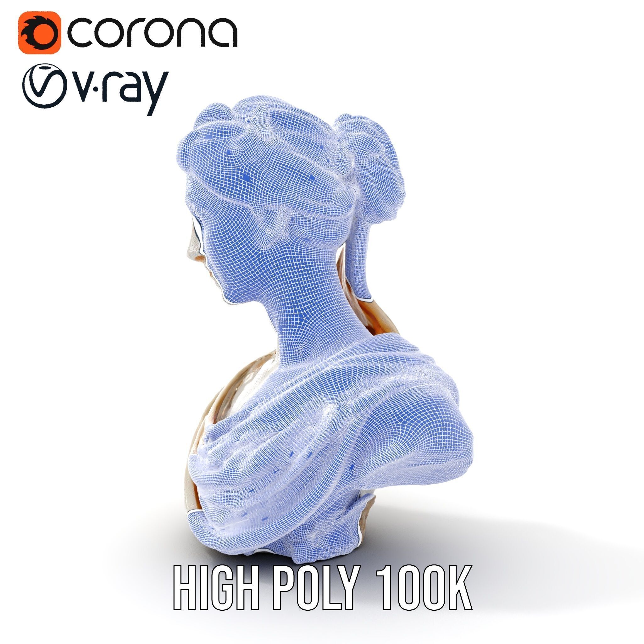 Classical Female Bust Sculpture D Model Pack Low-poly 3D model_30
