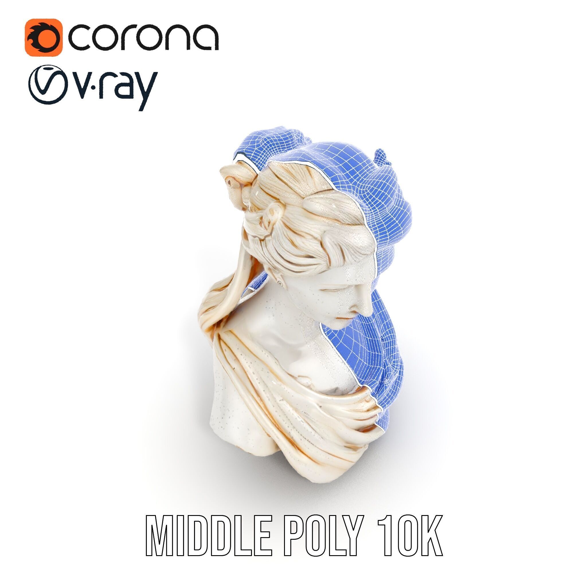 Classical Female Bust Sculpture D Model Pack Low-poly 3D model_20