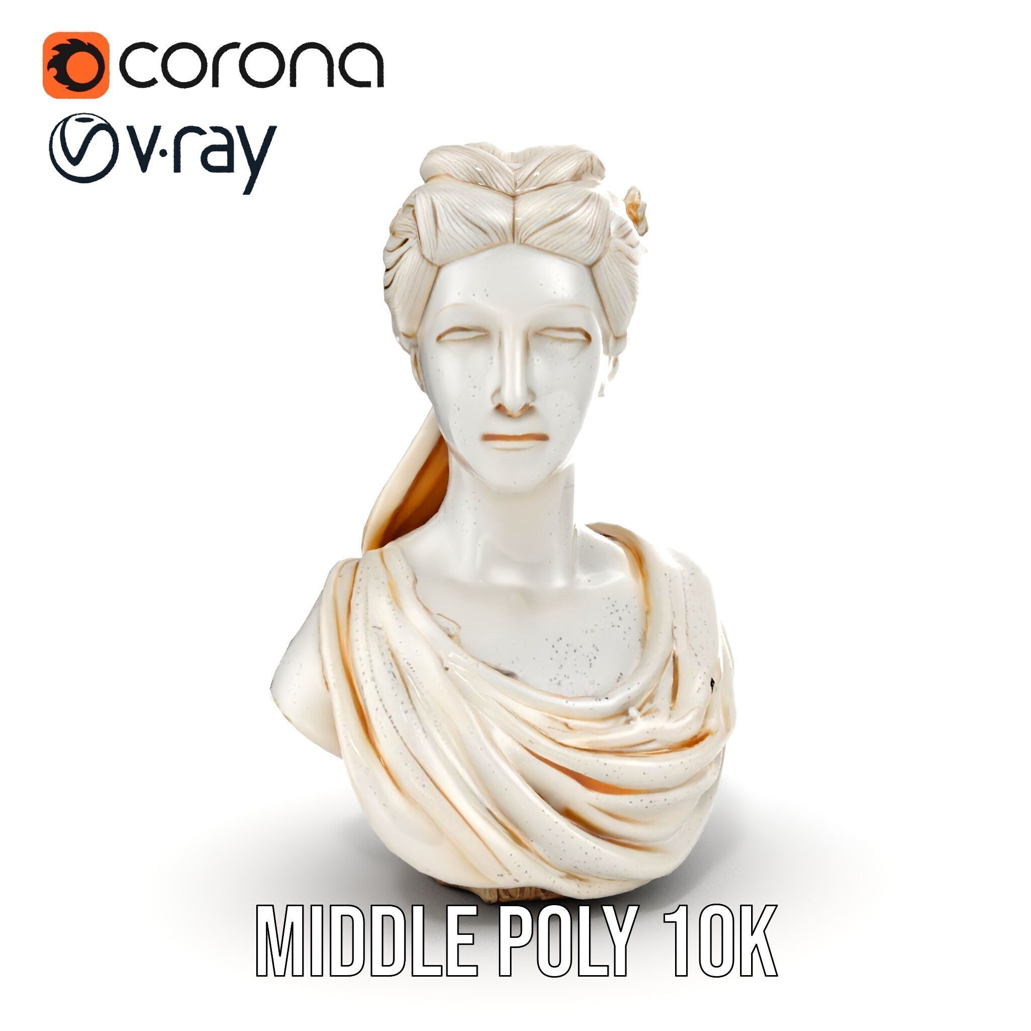 Classical Female Bust Sculpture D Model Pack Low-poly 3D model_9