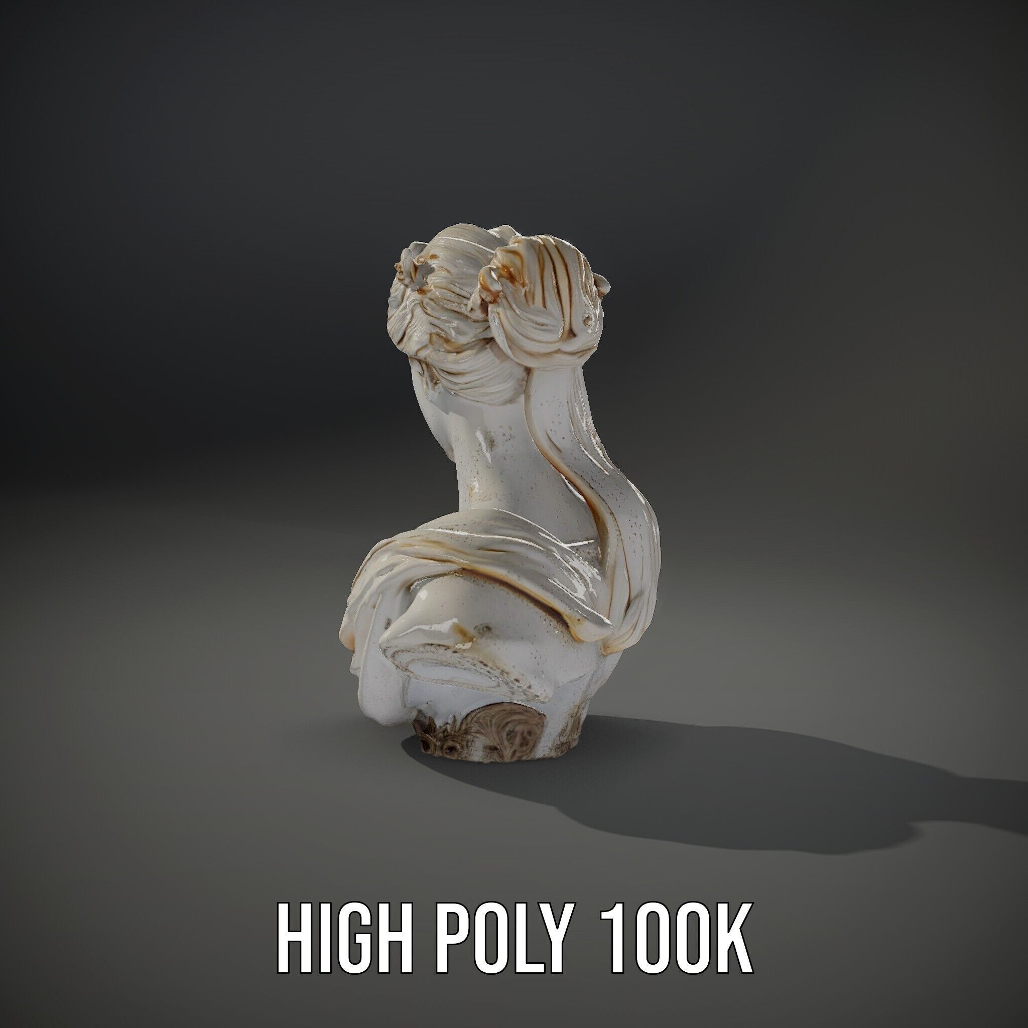 Classical Female Bust Sculpture D Model Pack Low-poly 3D model_8