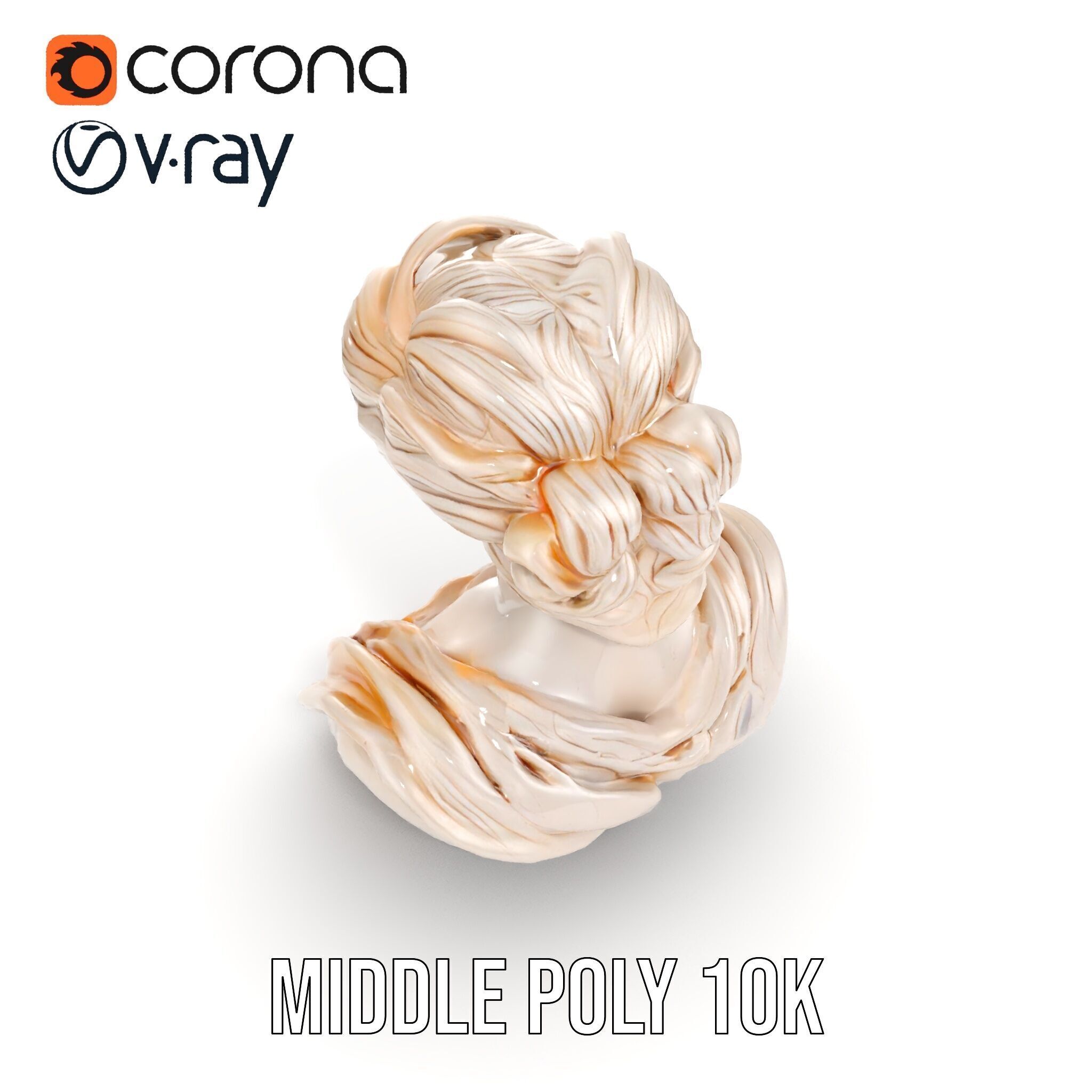 Classical Greek Bust Model Pack with Detailed Drapery Low-poly 3D model_17