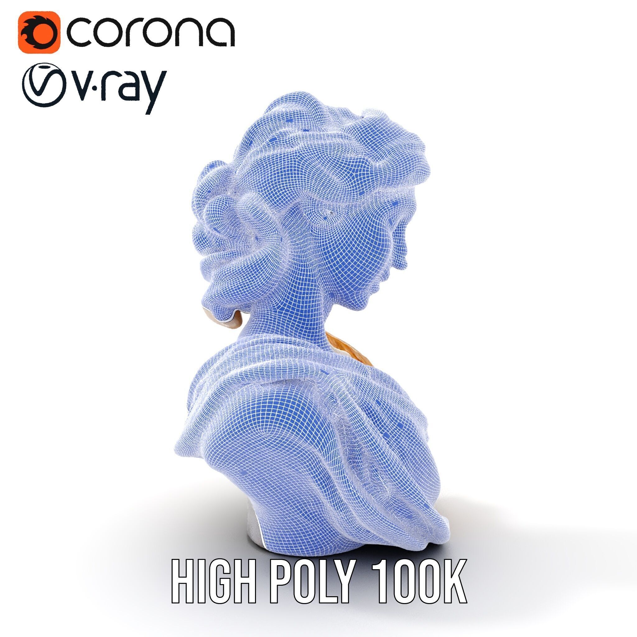 Classical Greek Bust Model Pack with Detailed Drapery Low-poly 3D model_38