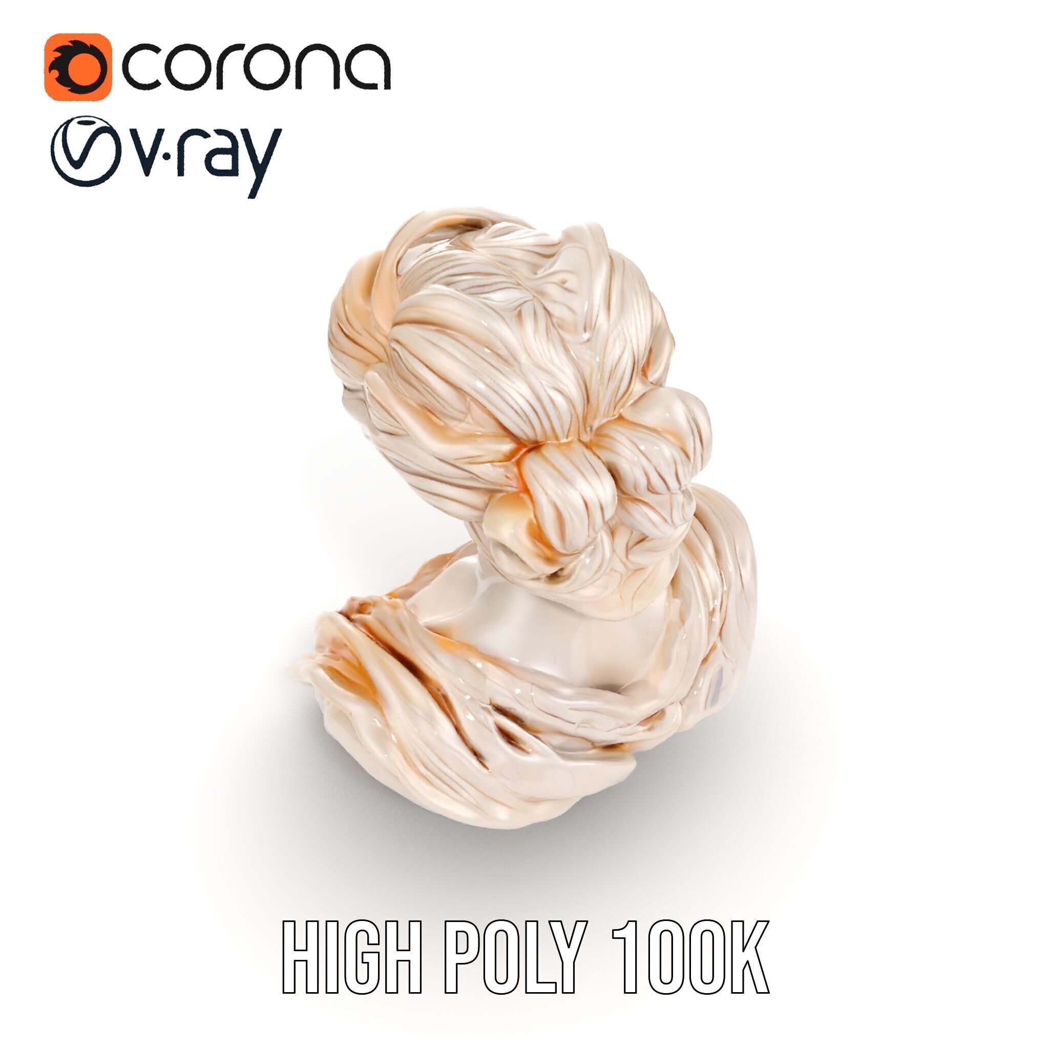 Classical Greek Bust Model Pack with Detailed Drapery Low-poly 3D model_29